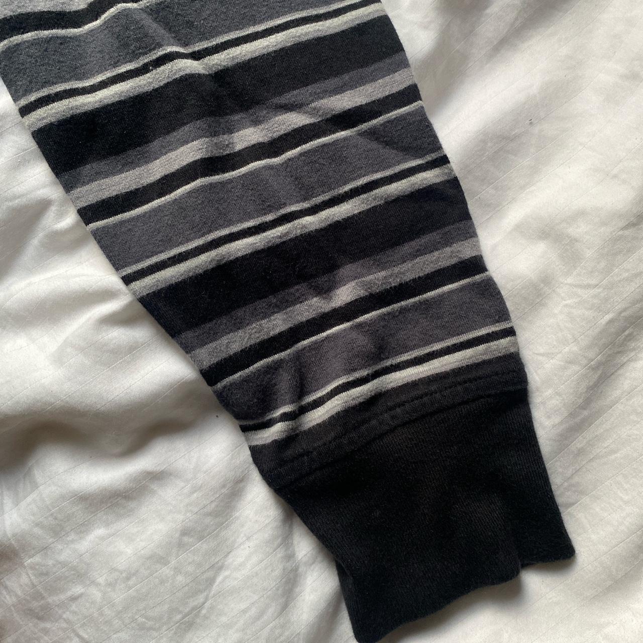 Supreme Black and Grey Embroidered Striped Shirt - Depop