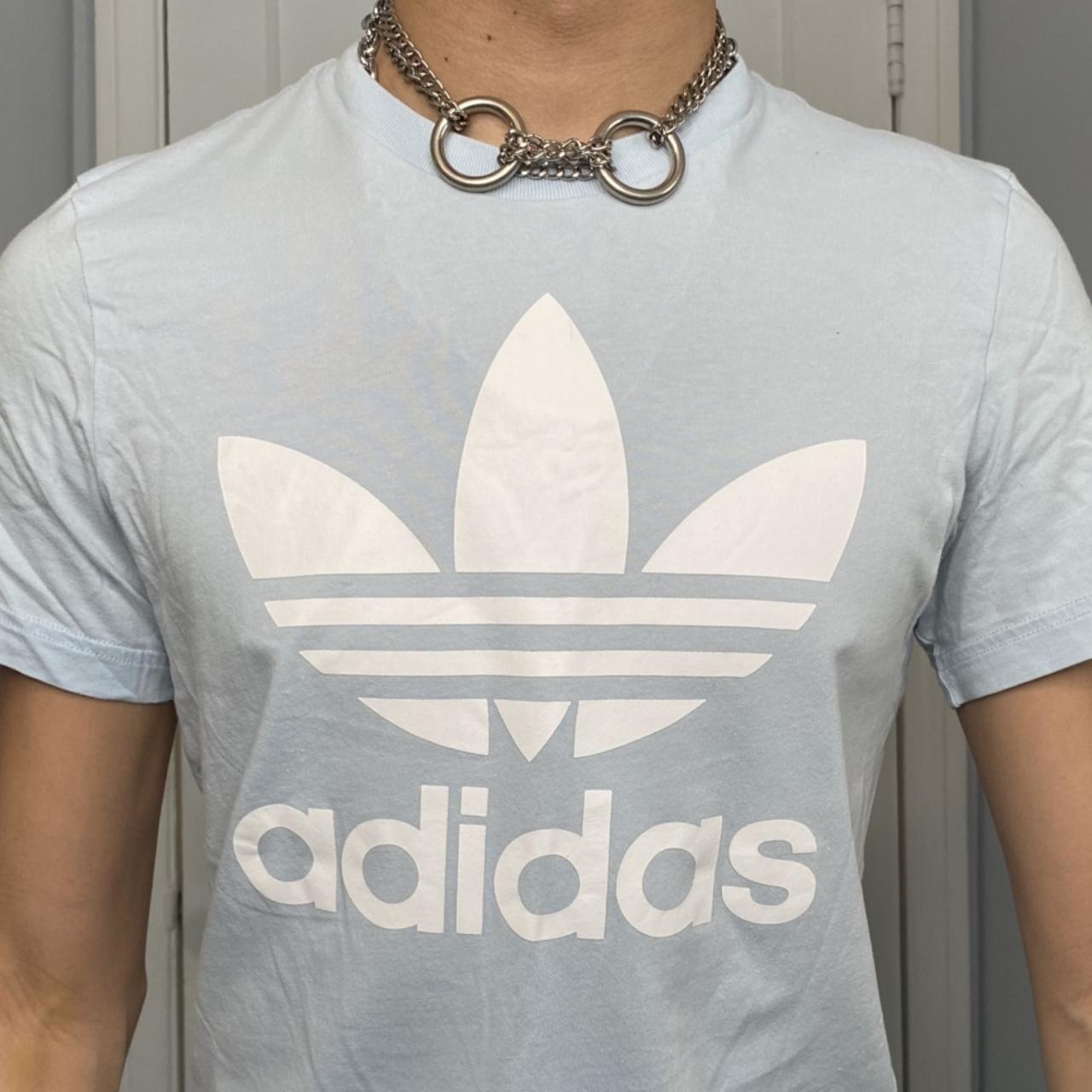 Baby Blue Adidas Trefoil Logo Tshirt powder blue... Depop