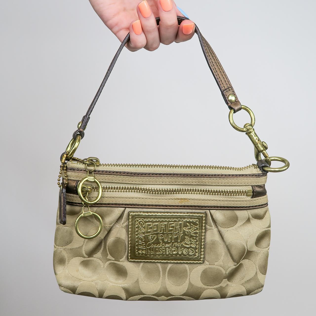 coach poppy gold wristlet