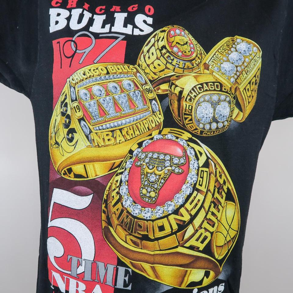 Vintage 1997 Chicago Bulls 5 Time NBA Champions factory Ring Tee