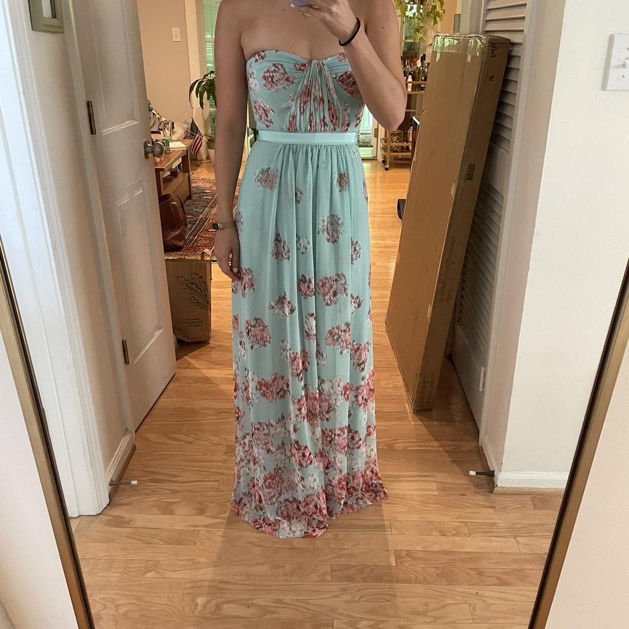 BCBG MAXAZRIA Amber Dress in Aqua Pink Flowers. Size Depop