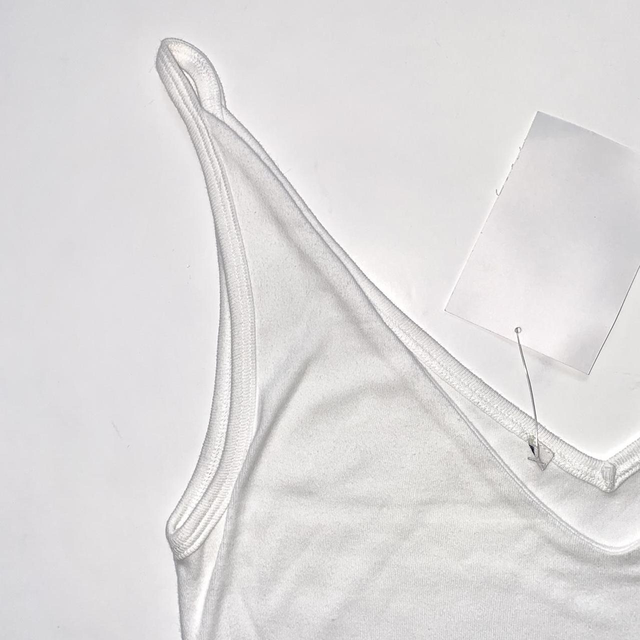 White Y2K 00s Deep V Scoop Neck Cami Tank Crop Top,... - Depop