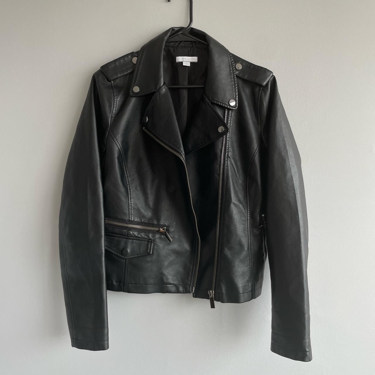 gorgeous edgy black leather jacket with silver... - Depop