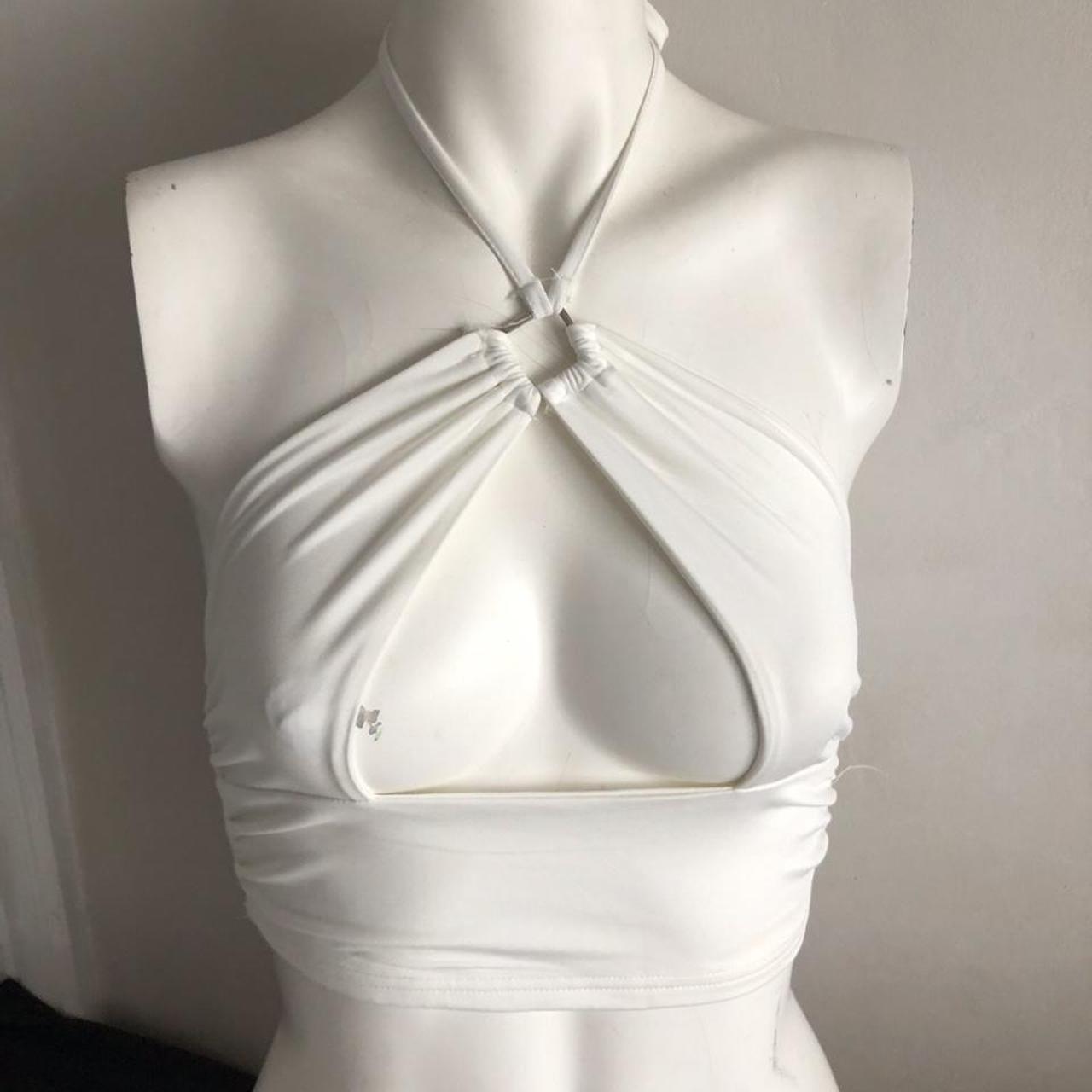 White halter neck top Size 8 Free shipping - Depop