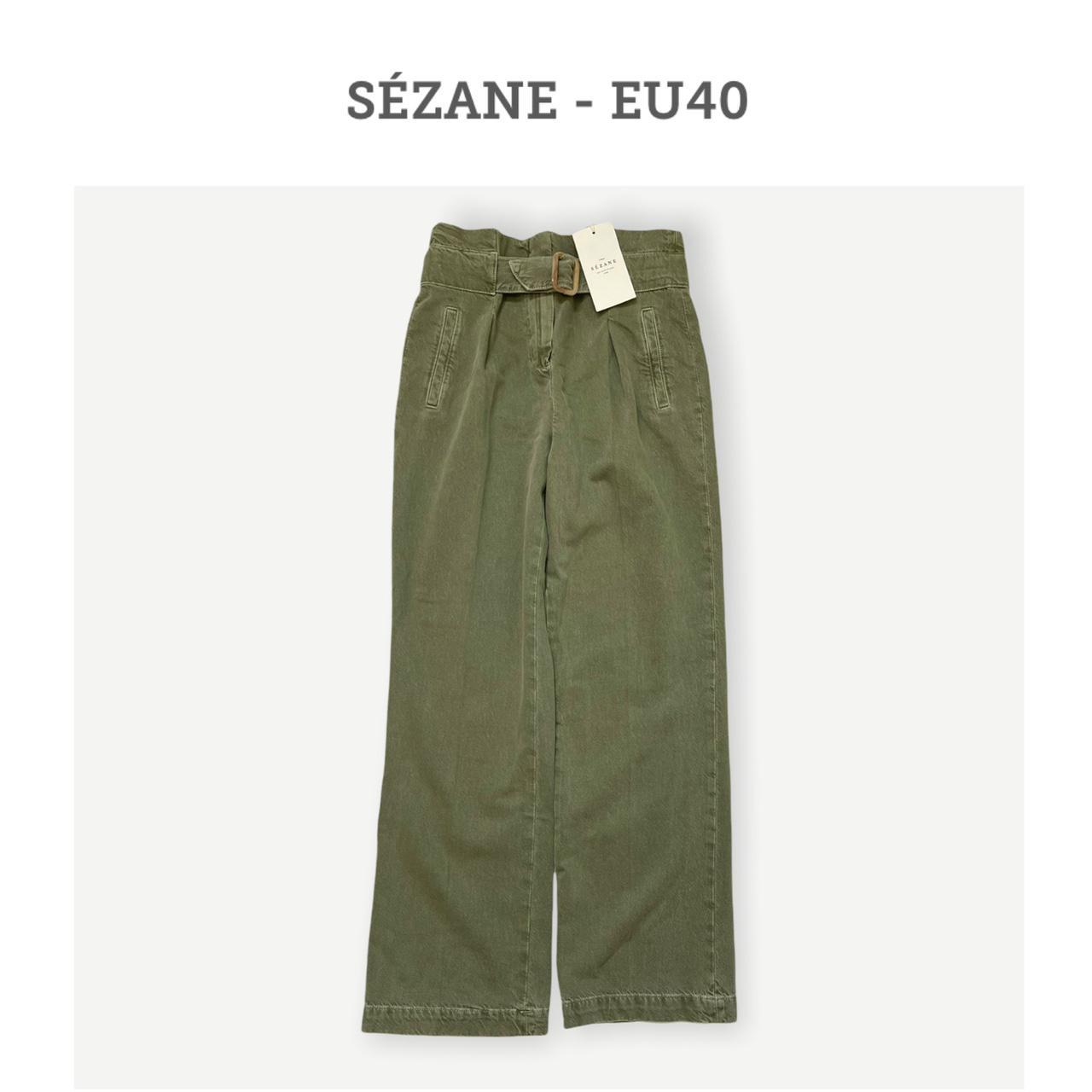 Sézane Women's Green and Khaki Trousers
