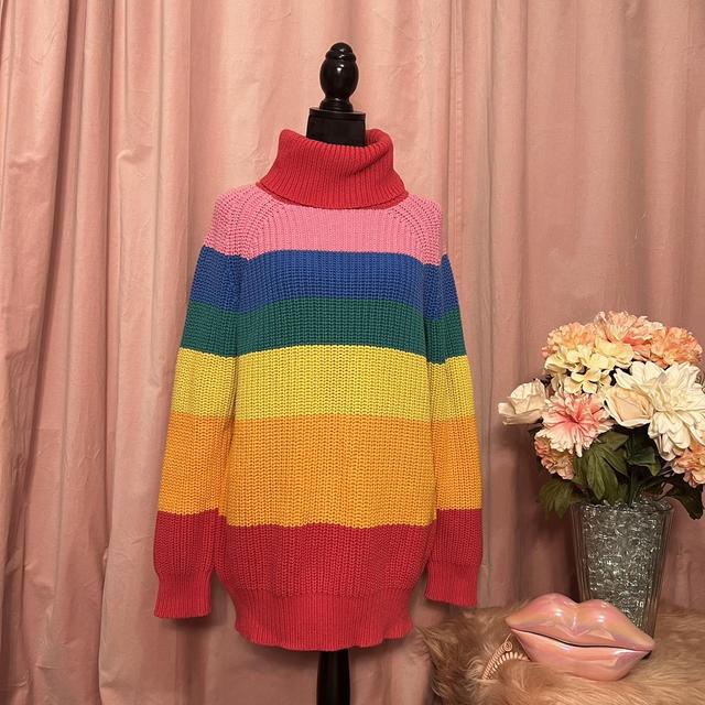 lazy oaf rainbow roll neck jumper