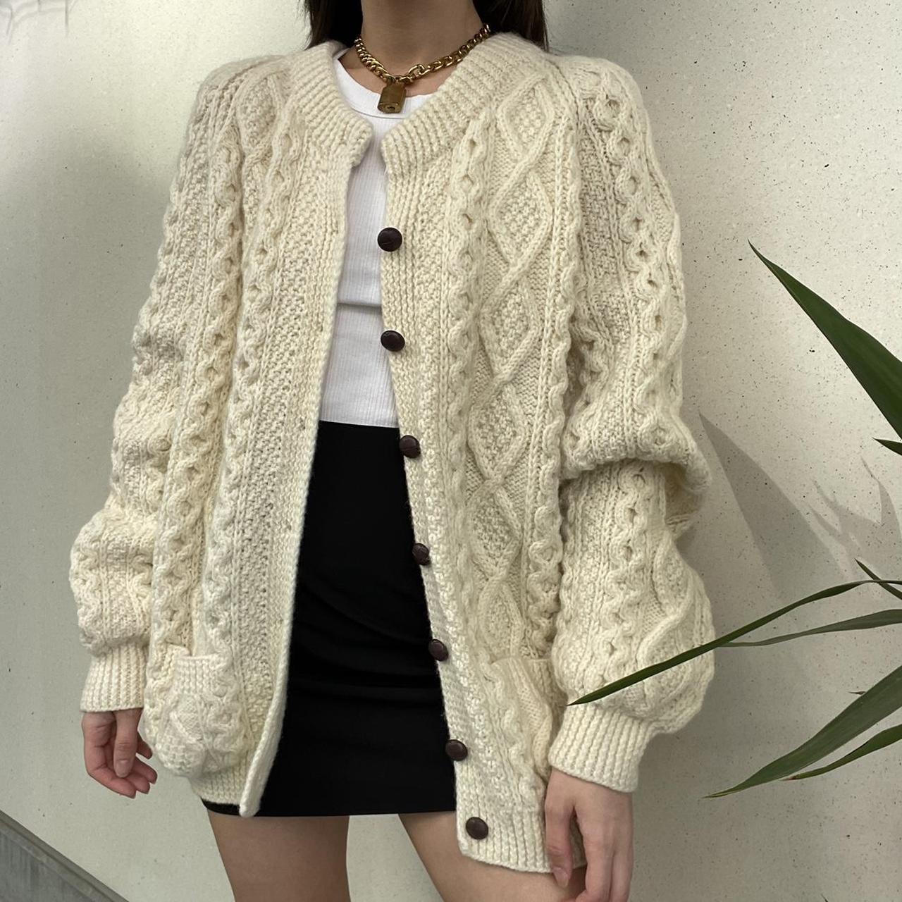 Women's Cream and White Cardigan | Depop