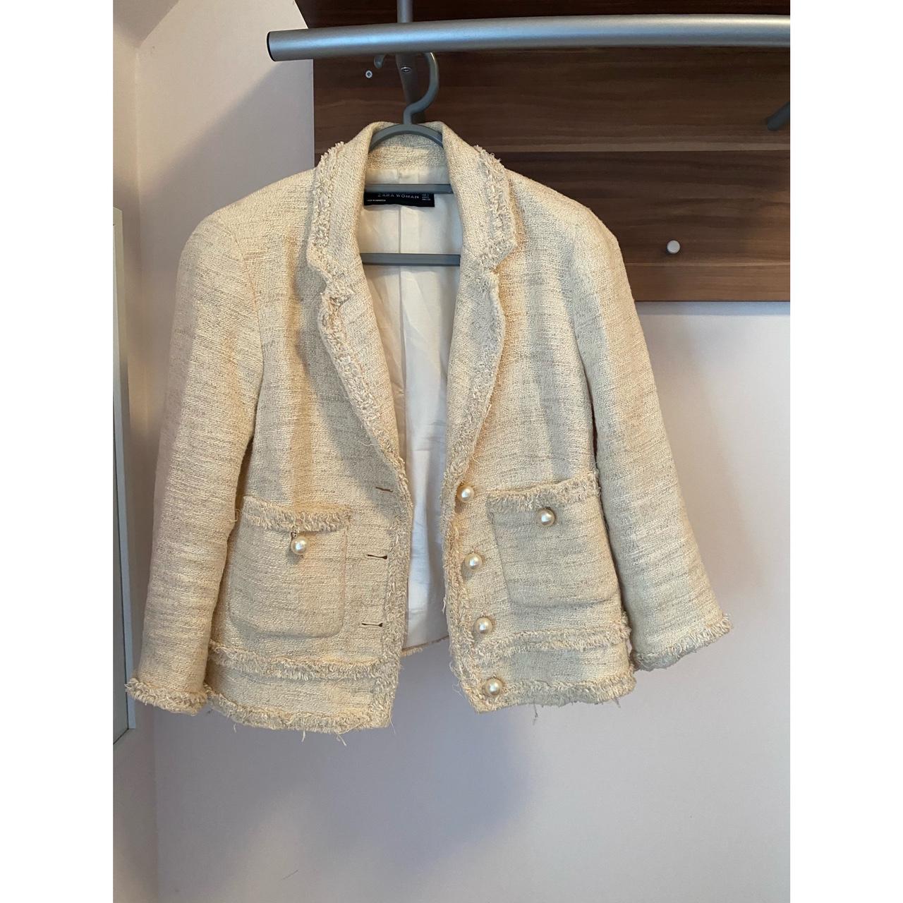 Zara Chanel style cream jacket , #zara, #chanel, #tweed