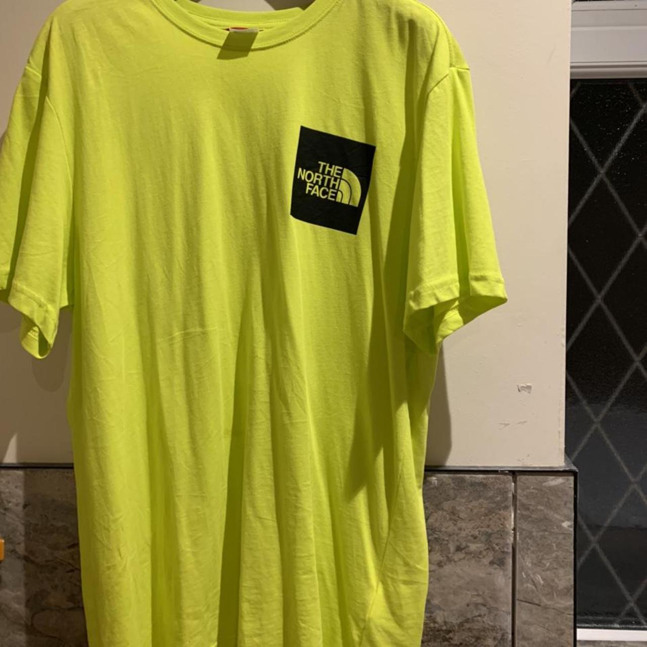 lime green north face t shirt