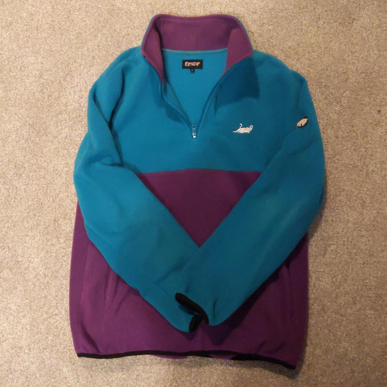 ripndip blue and purple fleece quarter zip, TTS...