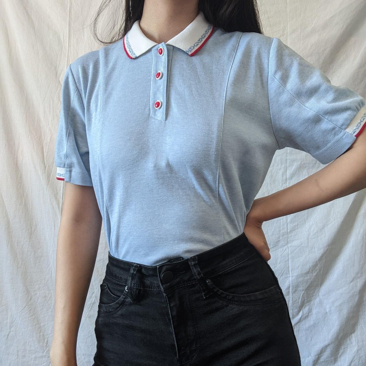 Women's Blue and White Shirt | Depop