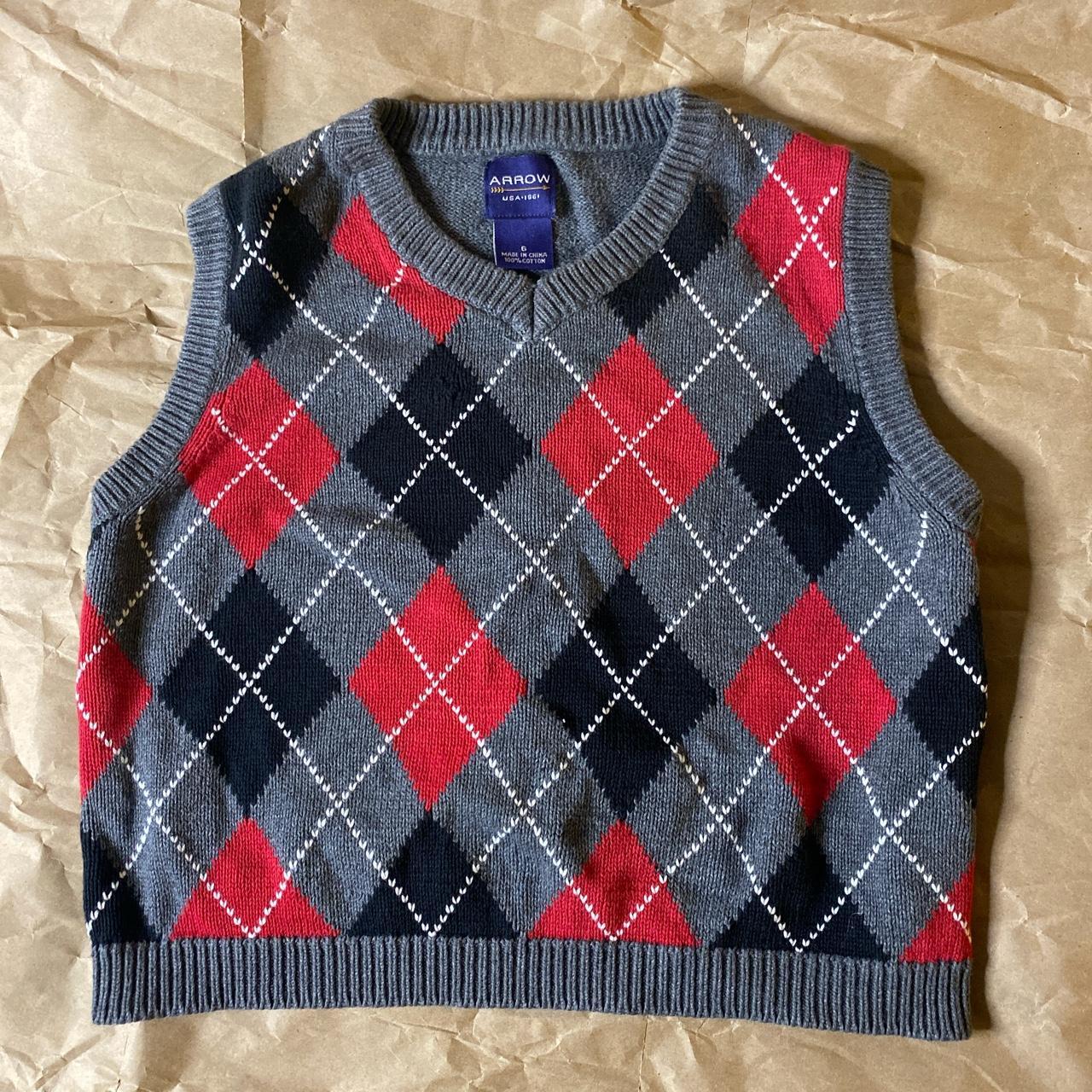 Y2k Cropped Argyle Sweater Vest By The Brand Arrow. - Depop