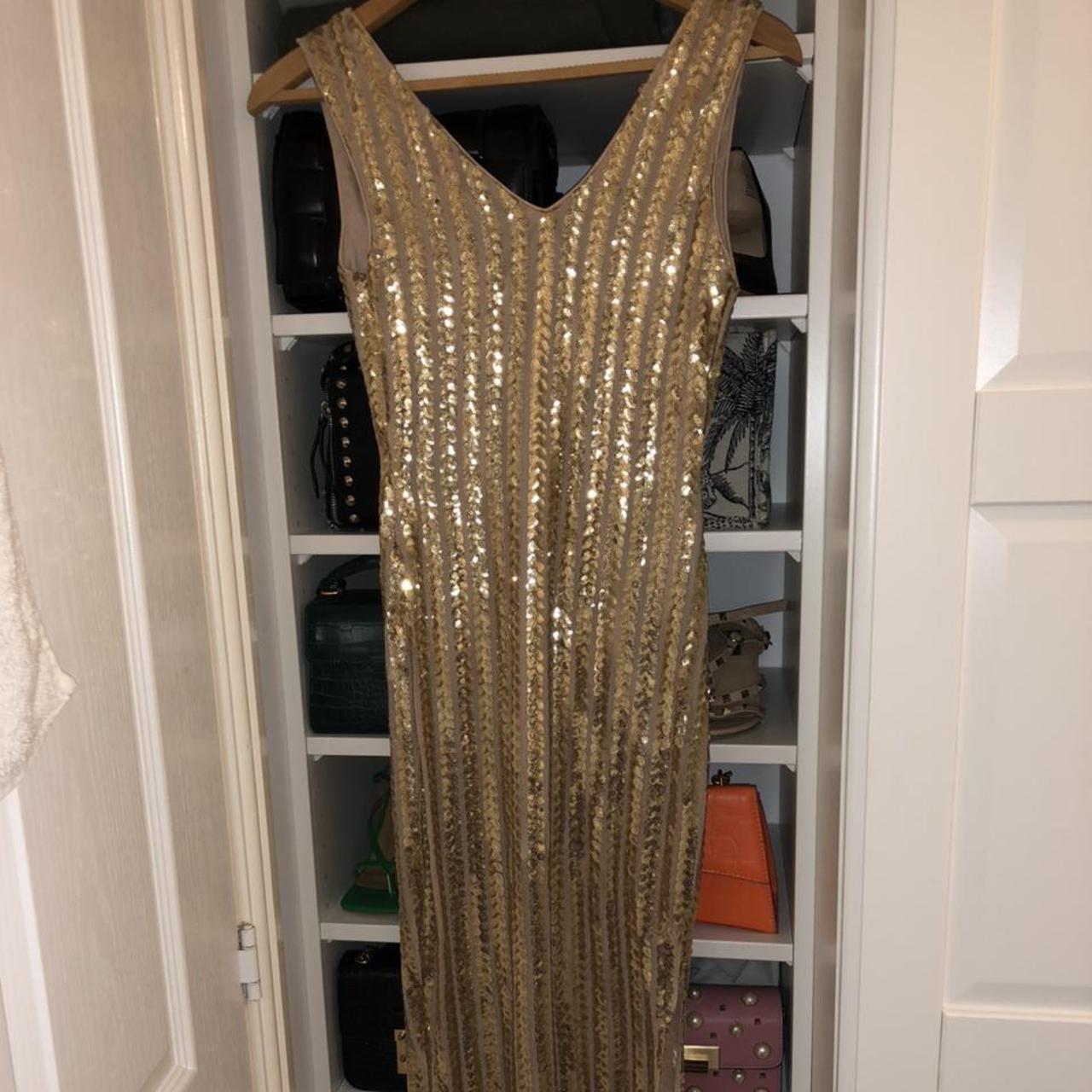 Boohoo Women's Gold Dress Depop