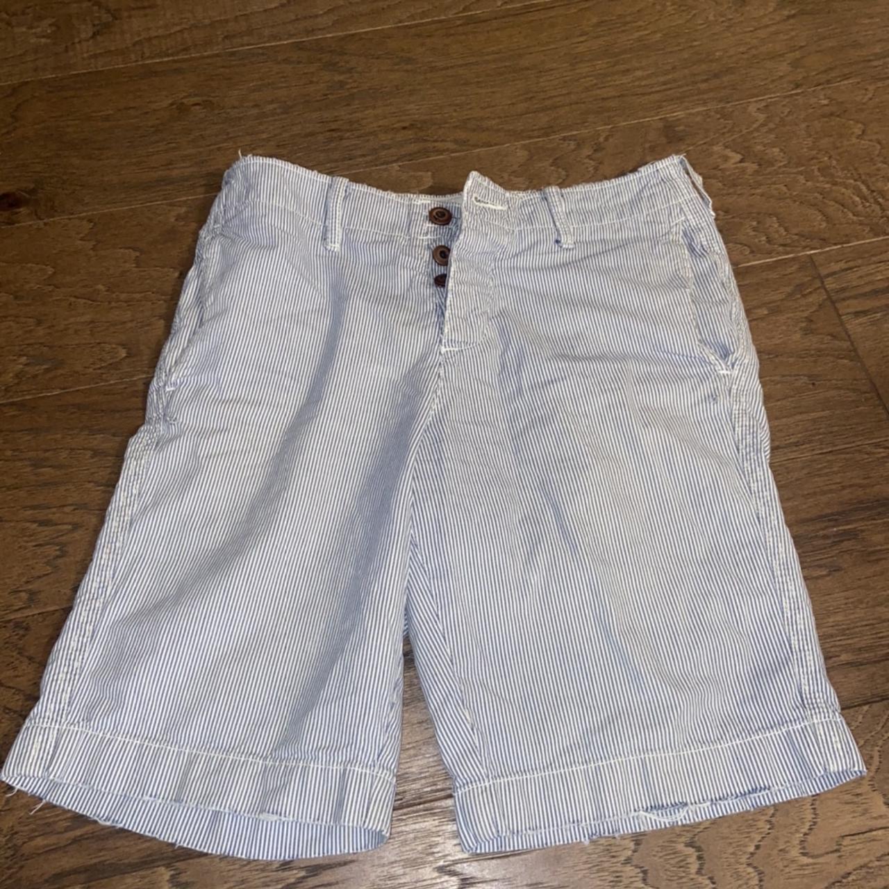 Men’s Hollister blue and white stripped shorts good... - Depop