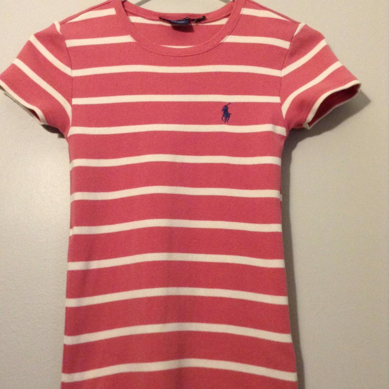 Vintage Ralph Lauren Sports pink and white vertical... - Depop