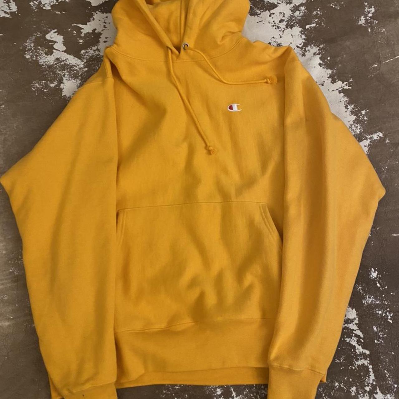 Champion Men's Yellow Hoodie | Depop