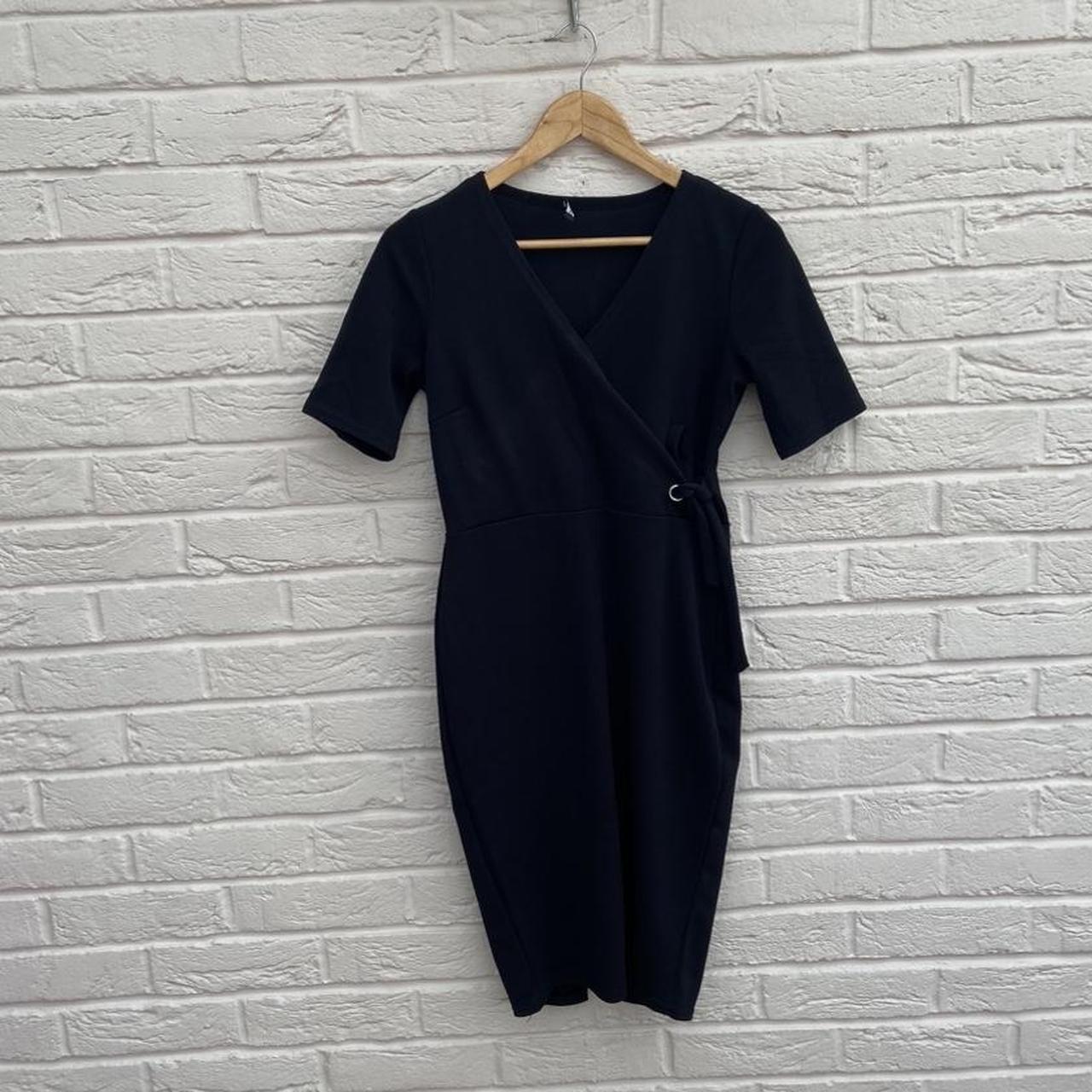 Boohoo smart pencil black wrap tie dress. Ideal... - Depop