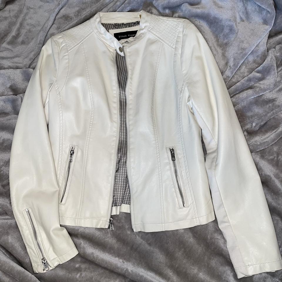 Black rivet clearance white leather jacket