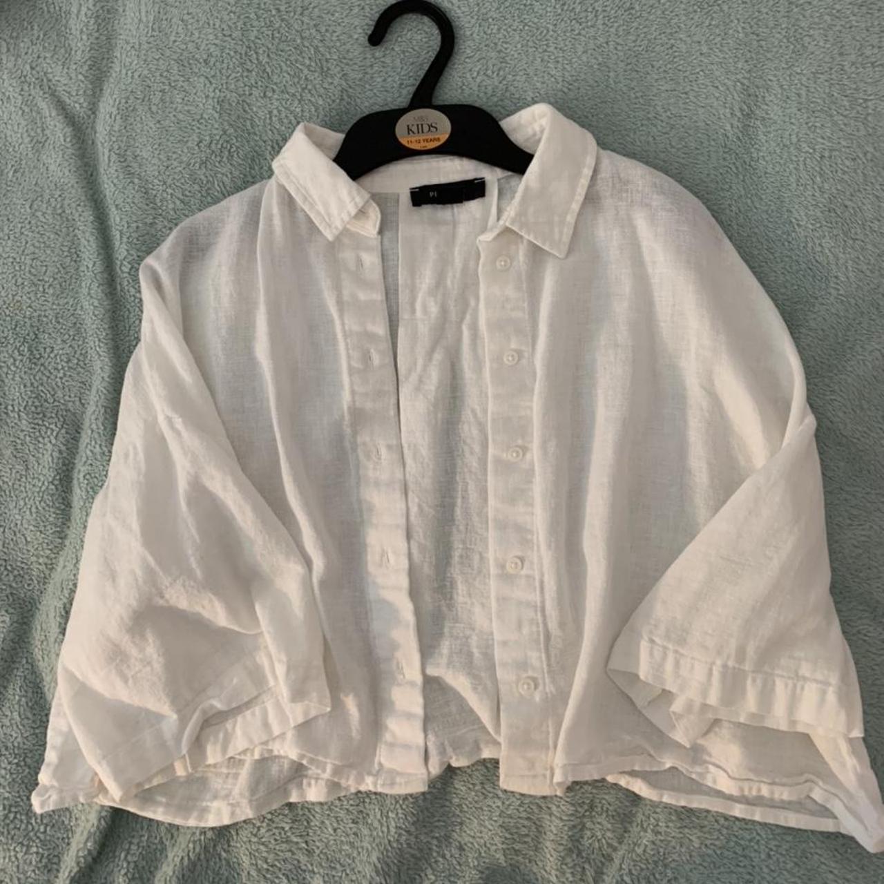 Primark linen crop shirt, flattering on and worn... - Depop