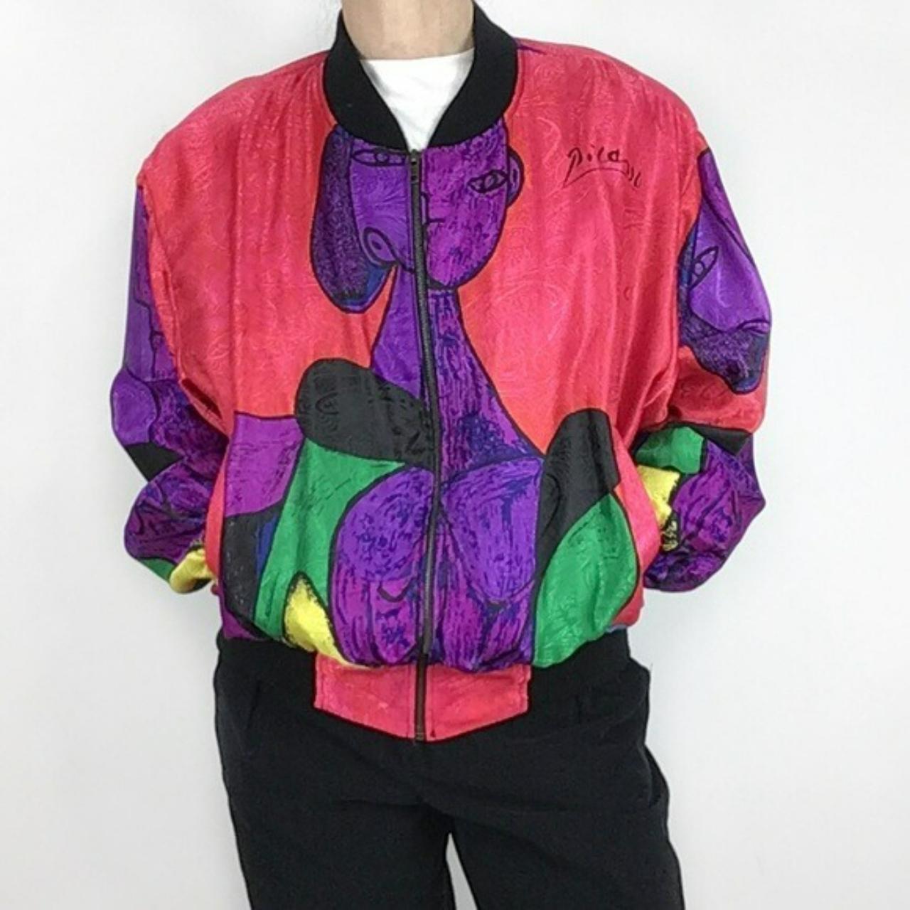 Picasso Bomber jacket M - L vintage rave disco 80s... - Depop
