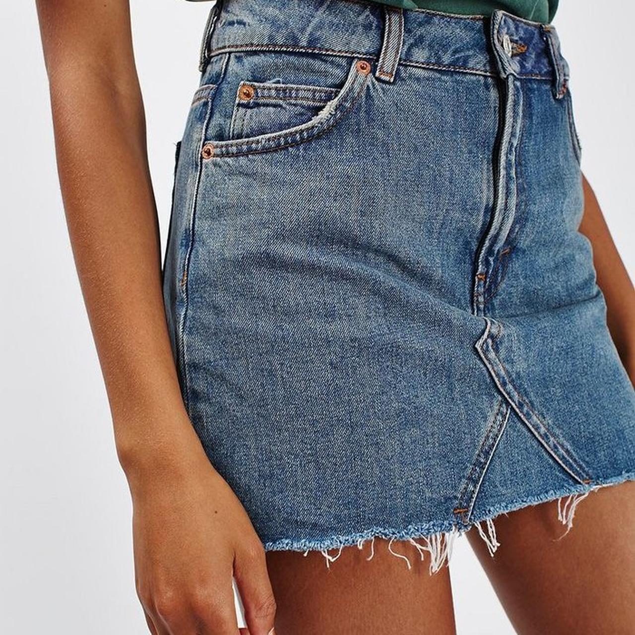 Topshop Moto Denim Skirt Worn Several Times Depop