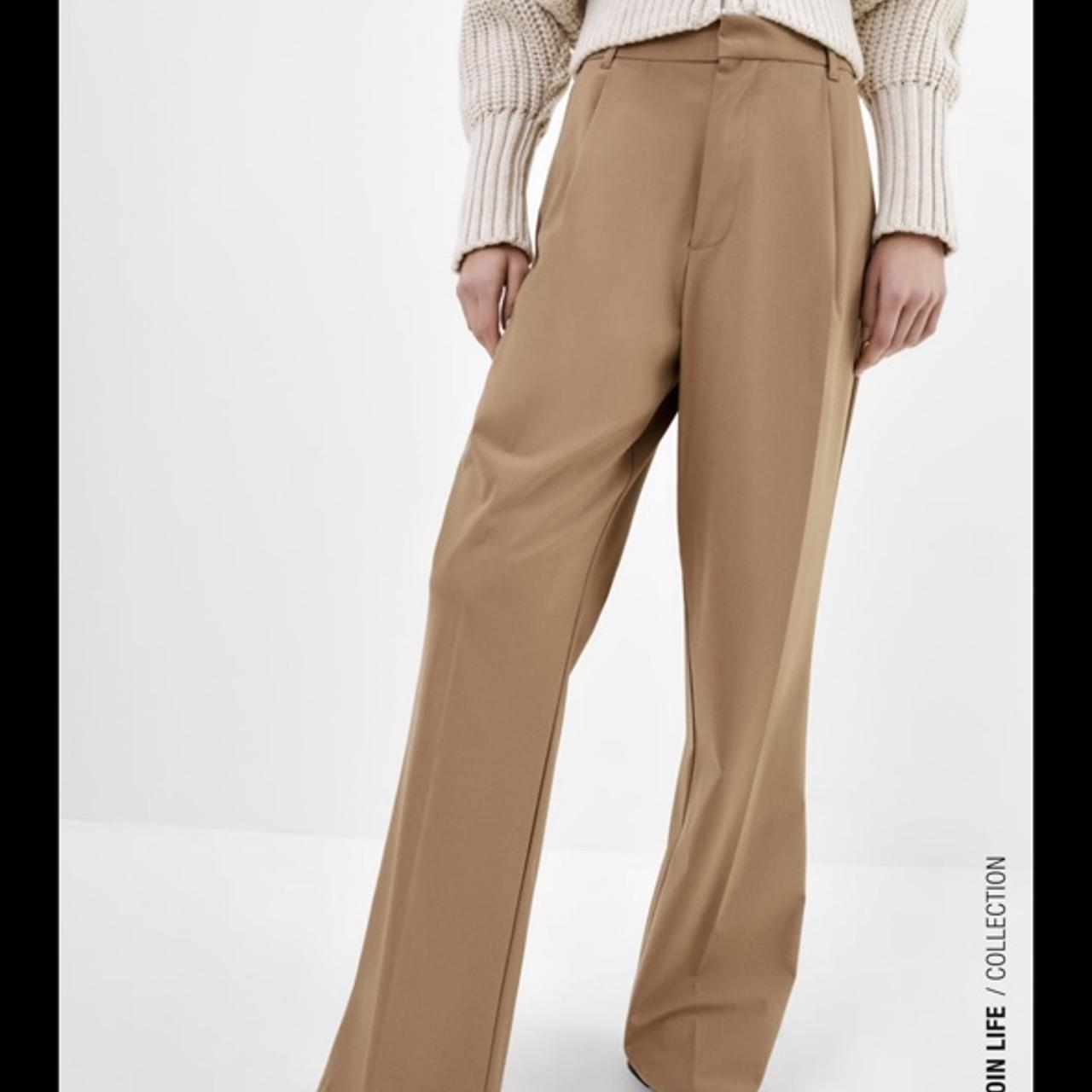 Zara brown flowing pallazzo Wide Leg trousers Size M With Linen BNWT | eBay