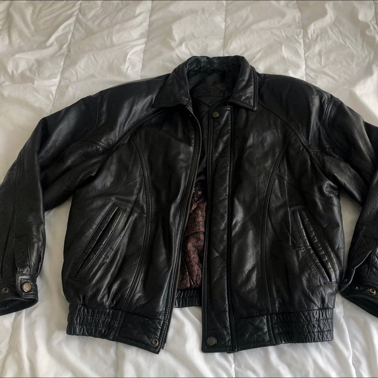 Moores Vintage Oversized Leather Jacket Size Mens... - Depop