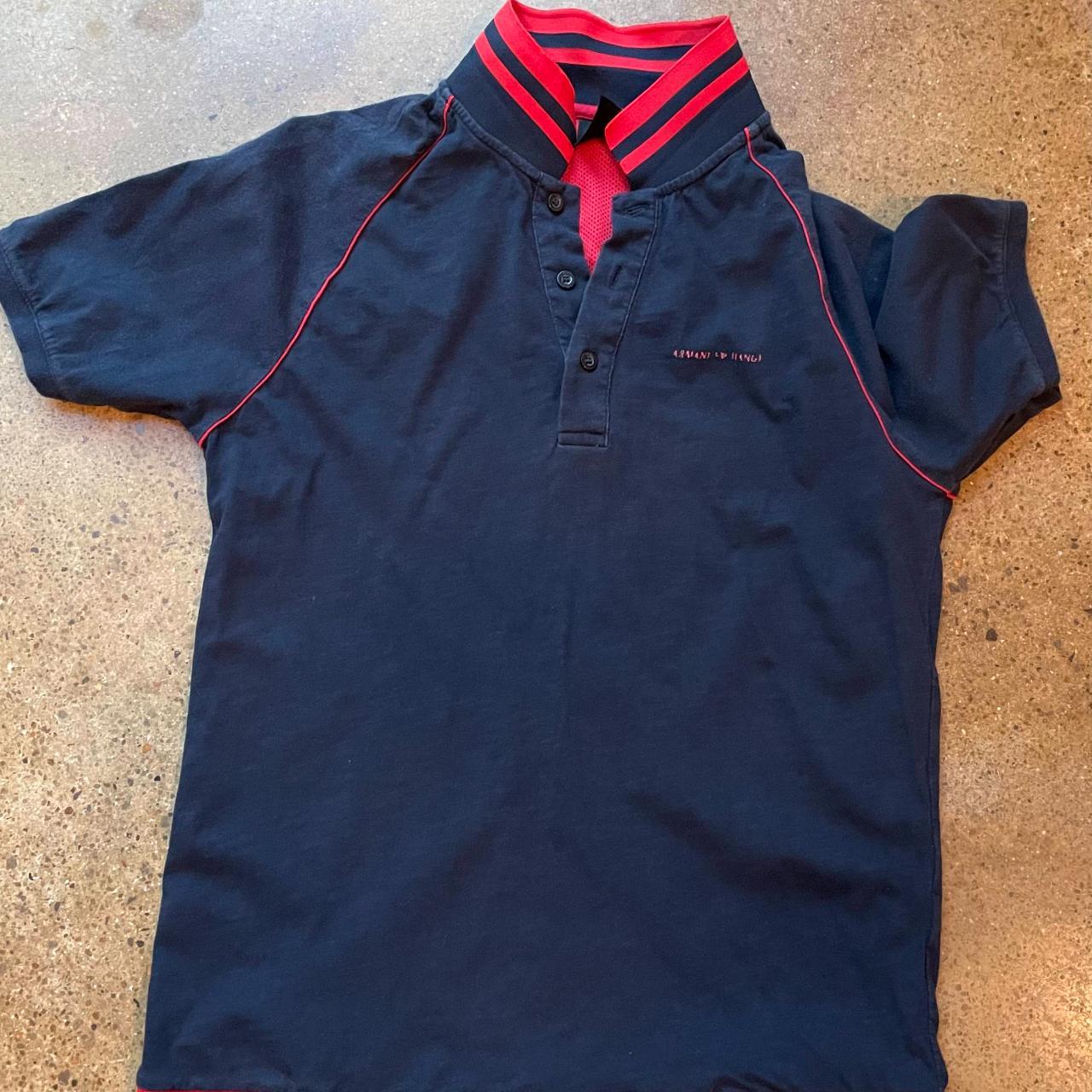 Armani Exchange Men's Navy and Red Polo-shirts | Depop