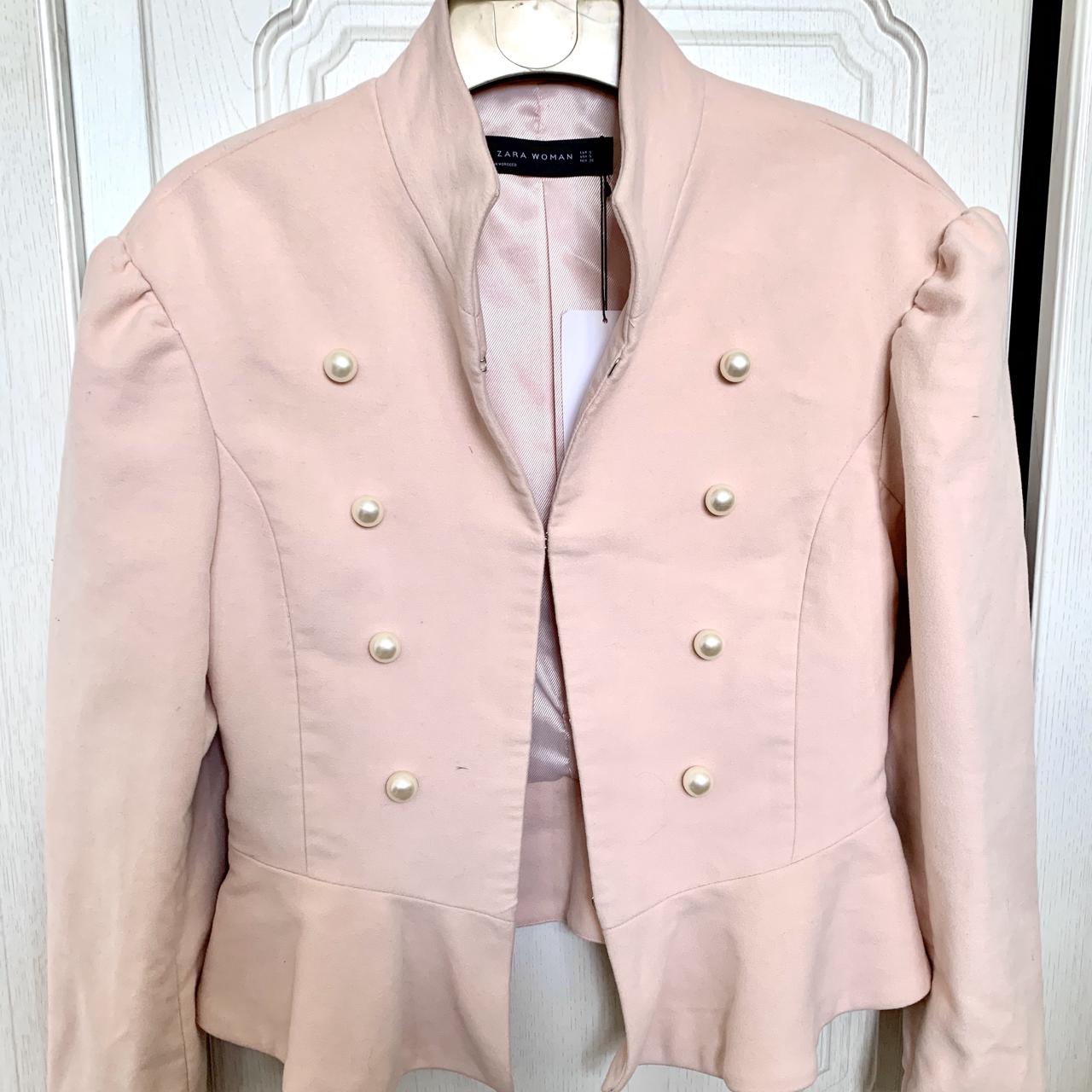 Pink and pearl military style Zara jacket tag still on Depop