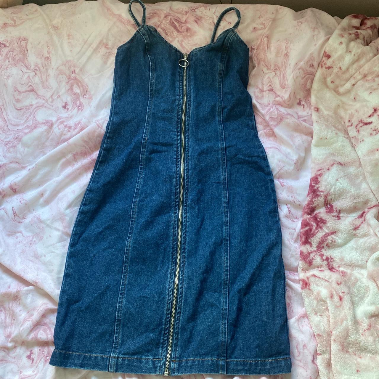 Quiz blue denim 2024 button front dress