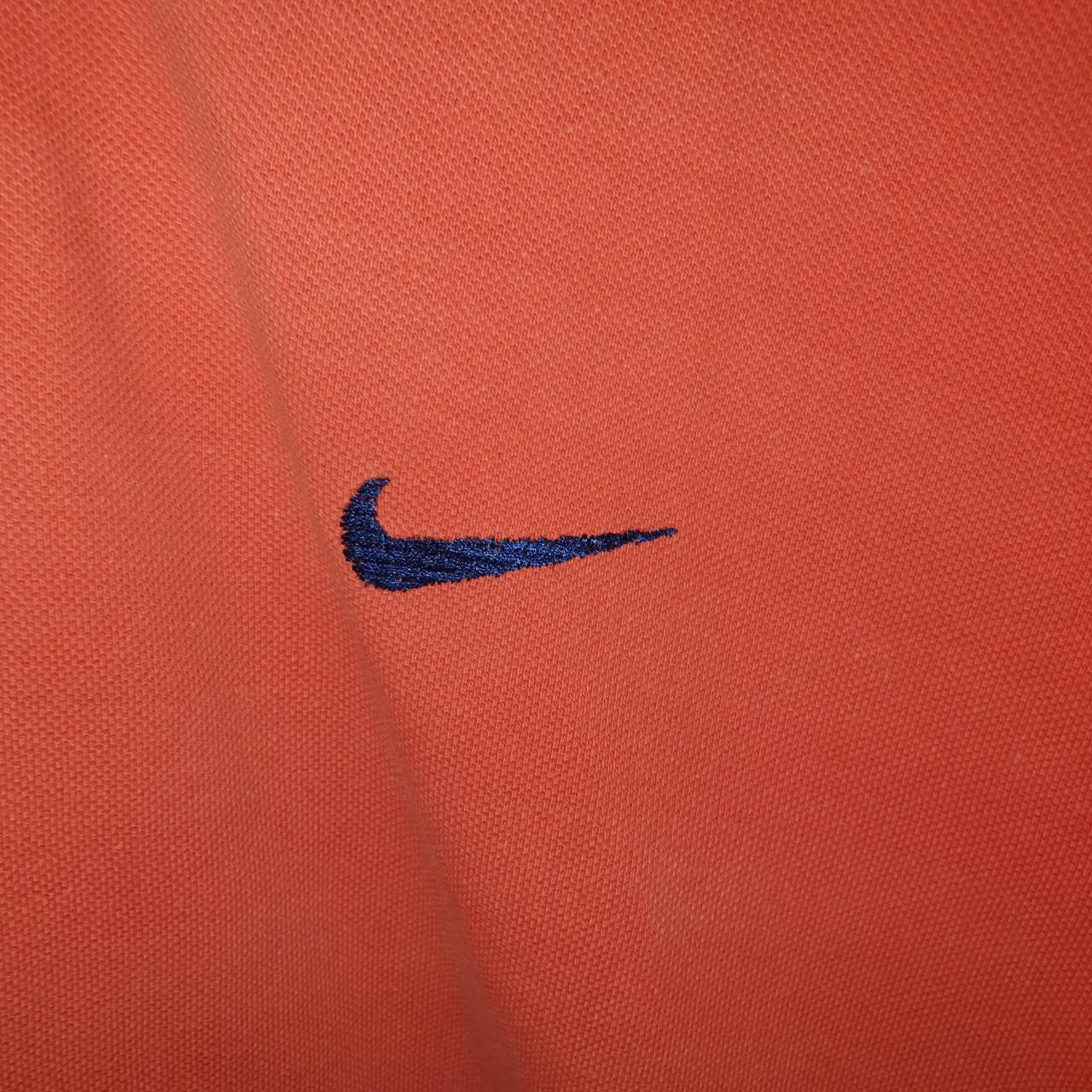 90s nike polo T shirt Orange-size medium-good used... - Depop