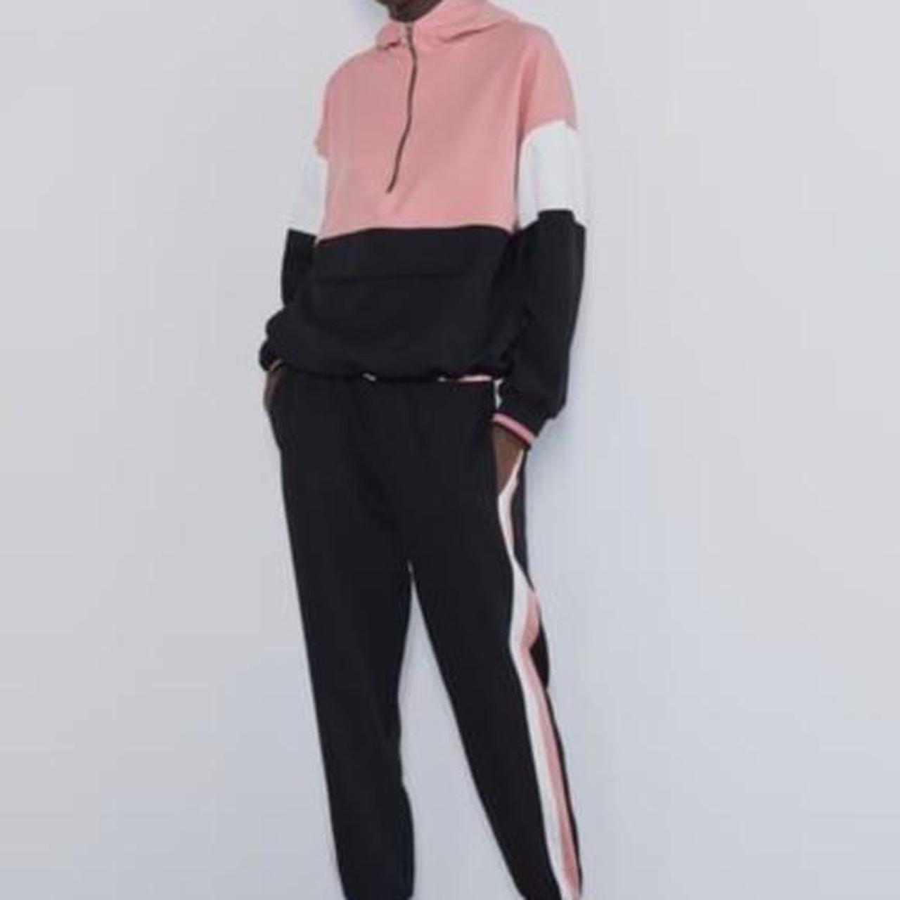 ZARA pink/black/white tracksuit set So comfy Can... Depop