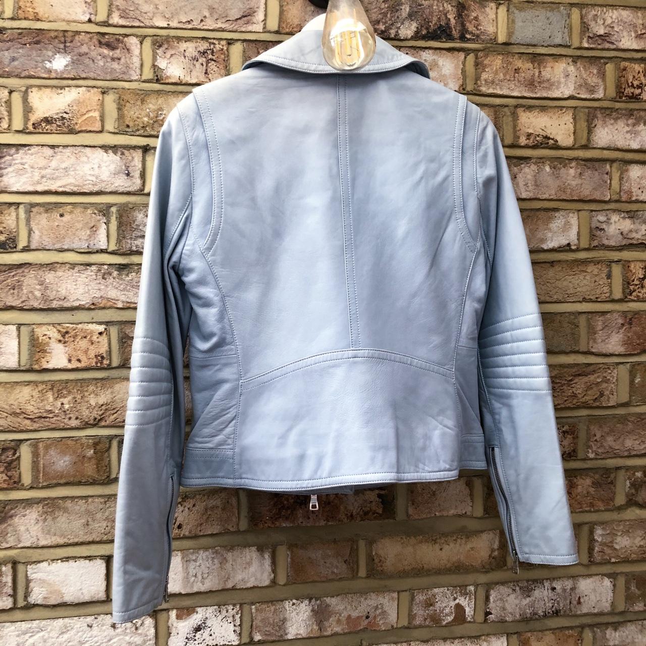 coach blue leather jacket