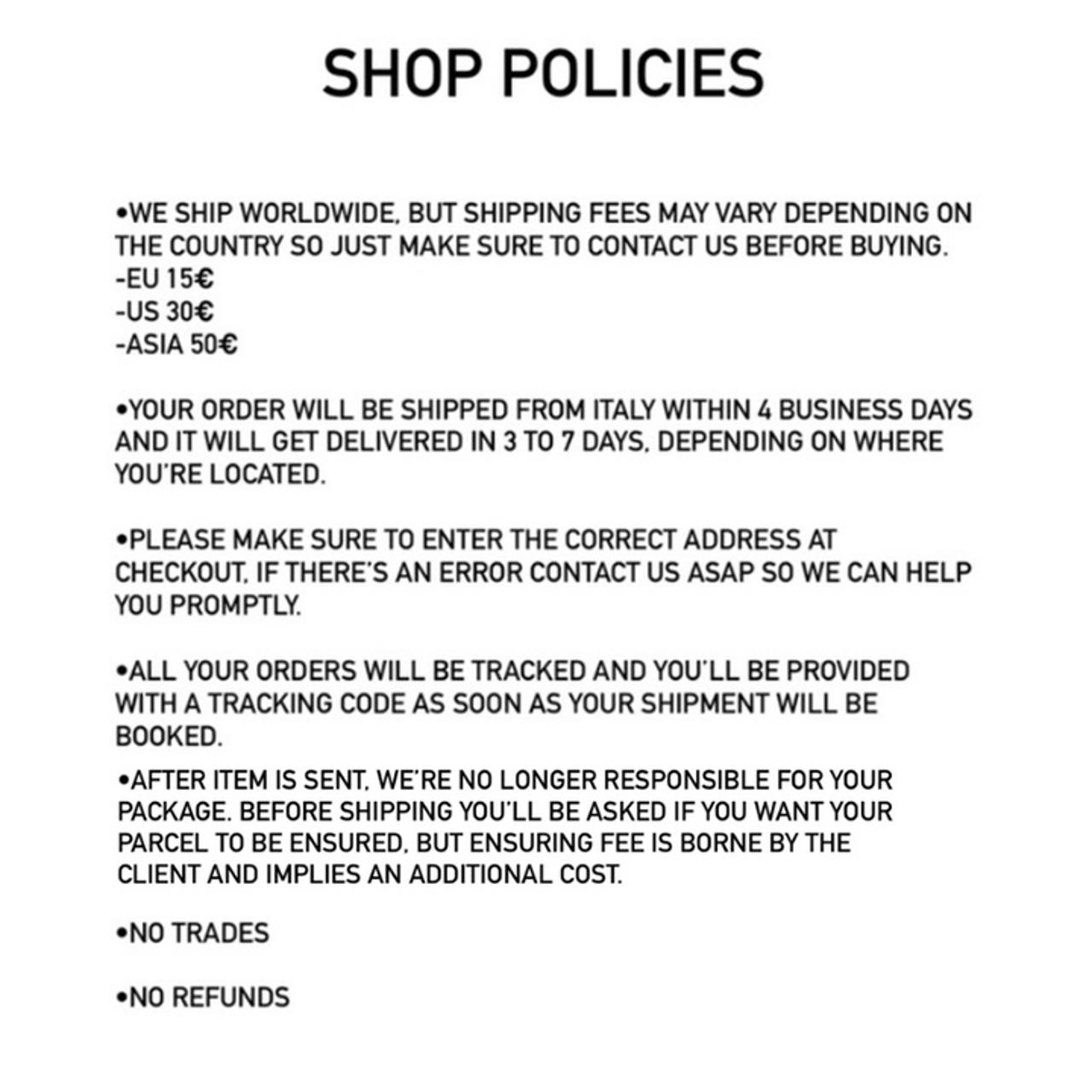 Shop Policies - Depop