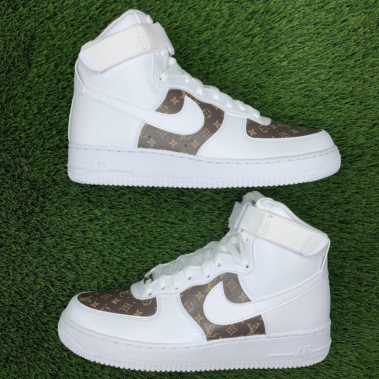 Nike Air Force 1 with Louis Vuitton fabric Size 9.5 - Depop