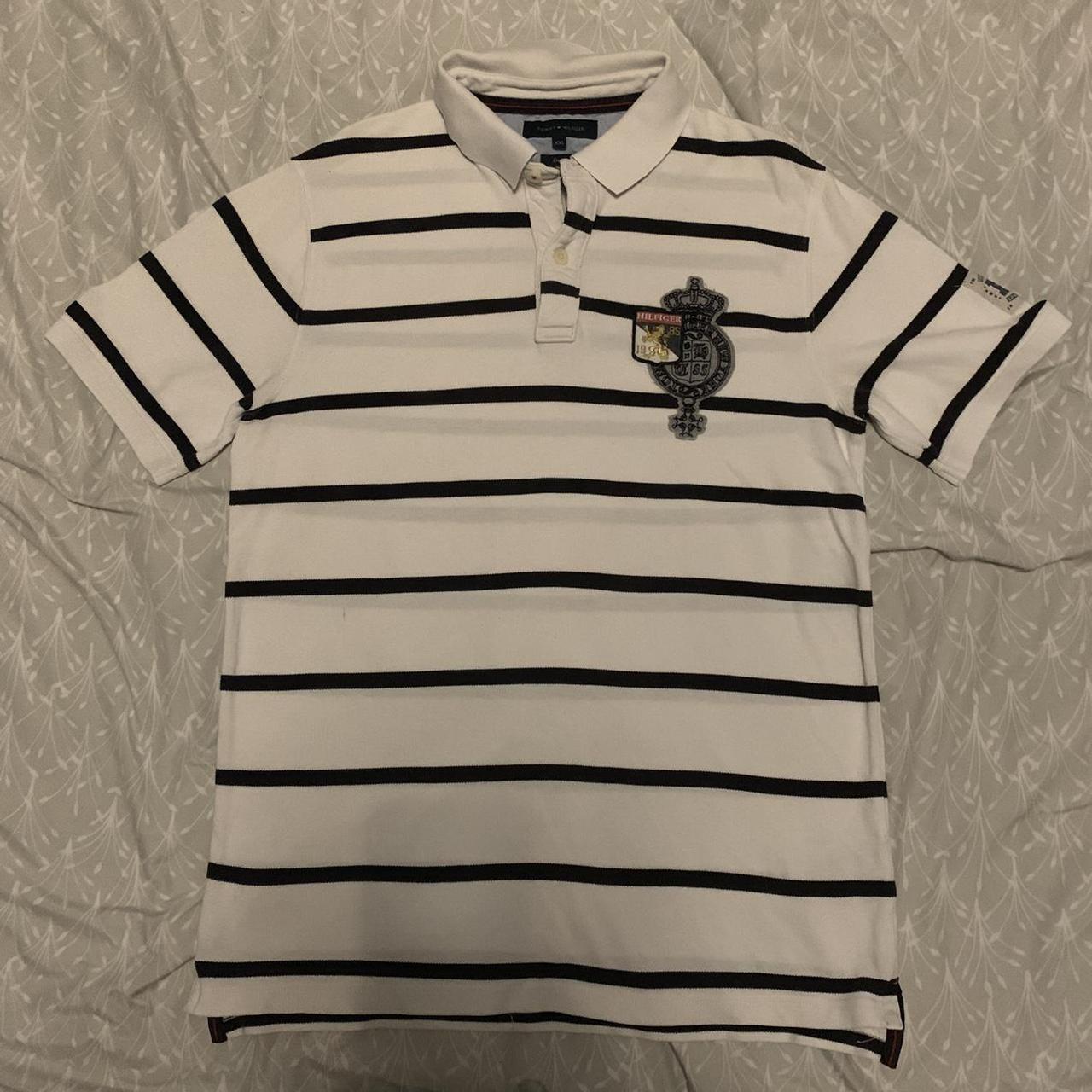 Tommy Hilfiger striped polo shirt Size XXL but fits... - Depop