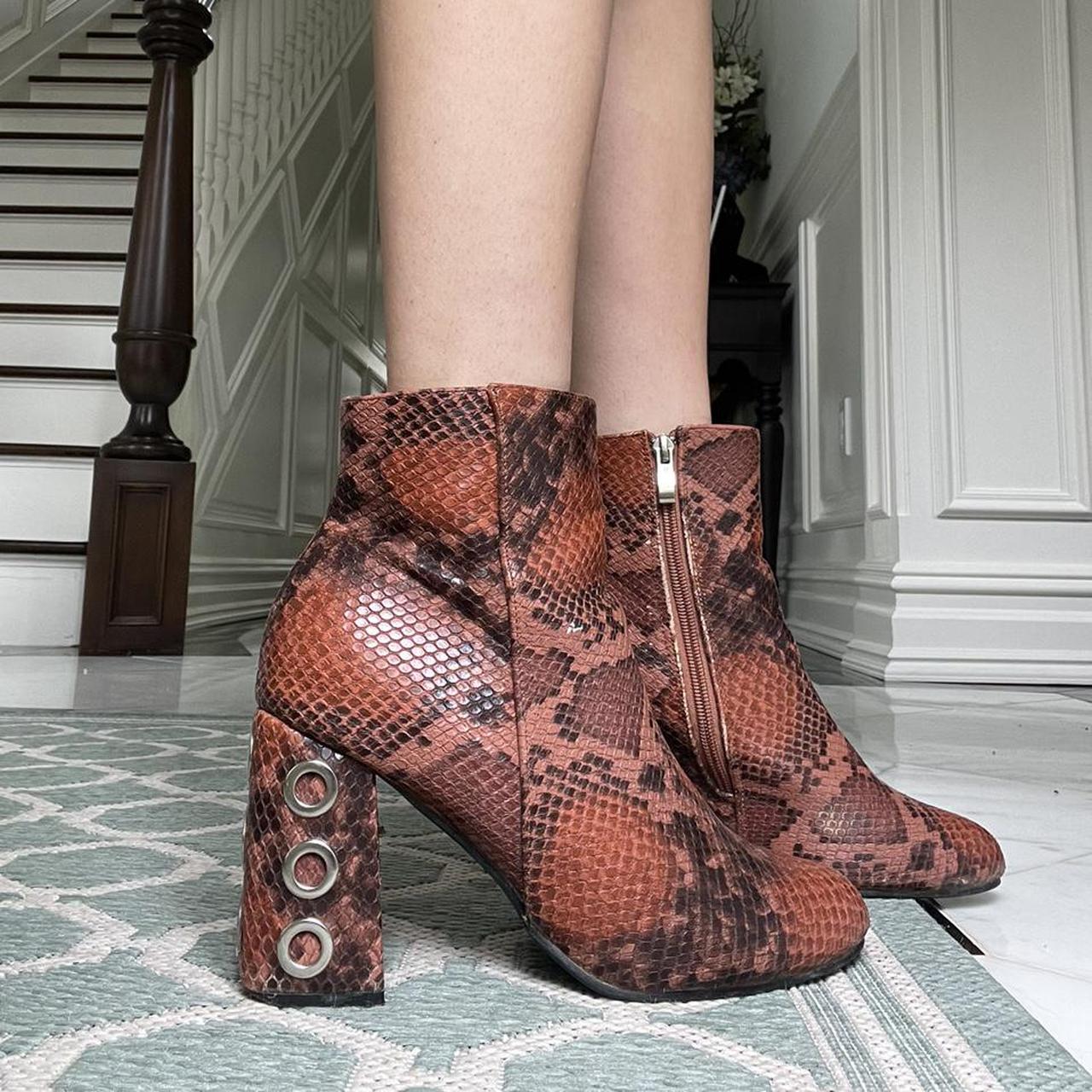 Snake block heel store boots