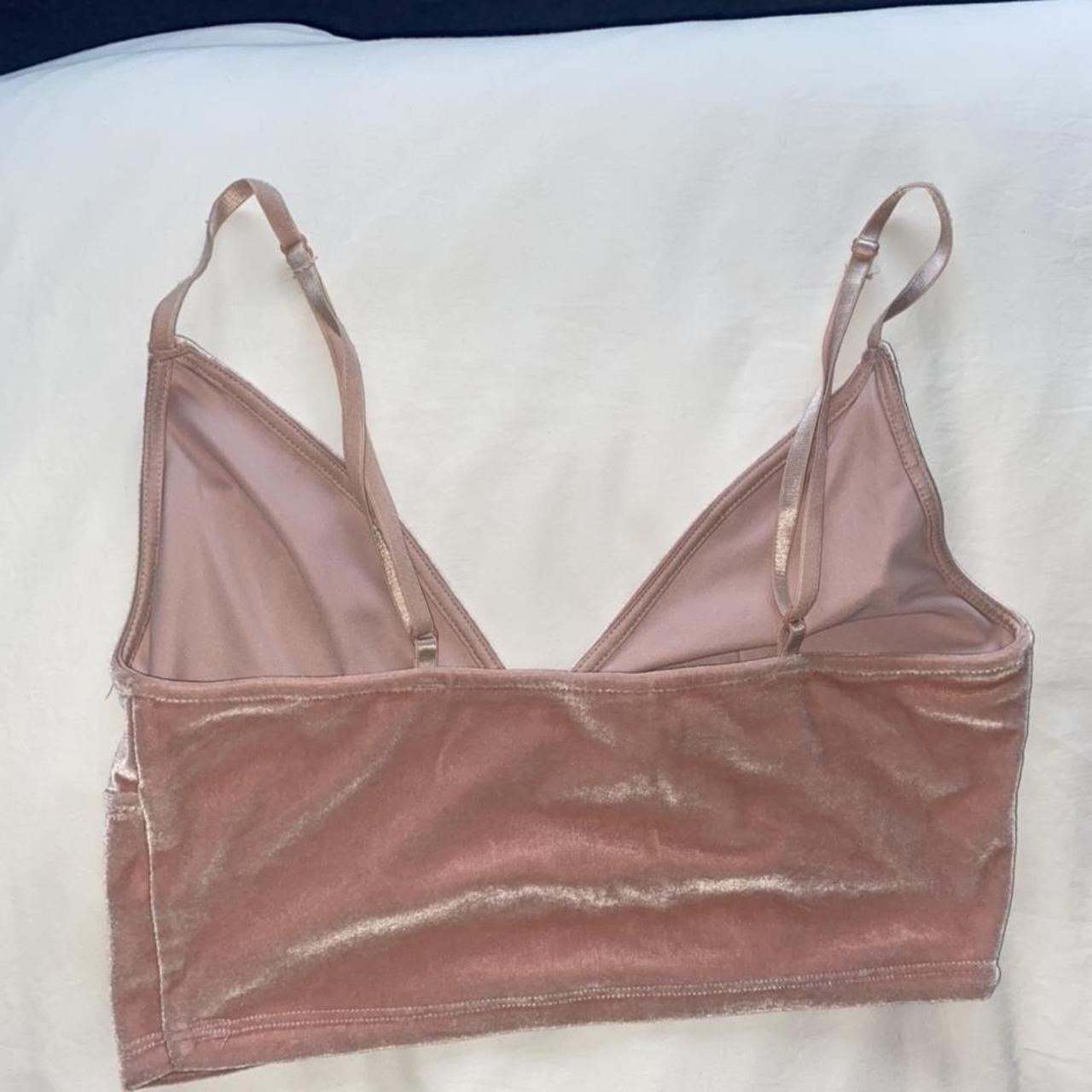 Velvet baby pink crop top perfect for festivals or... Depop