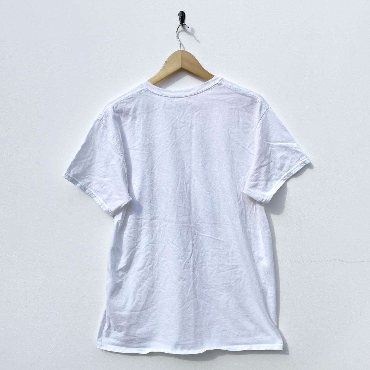 Y2k white Amazon t-shirt, features large centre... - Depop