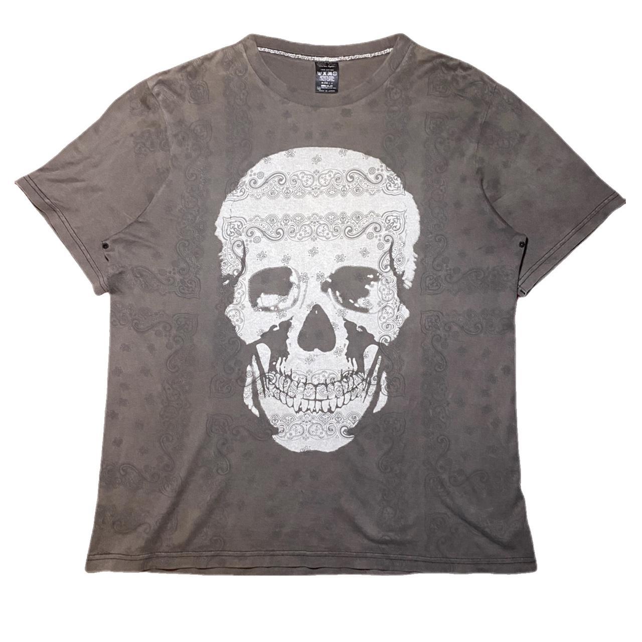 NUMBER (N)INE • Washed paisley-print skull T-shirt... - Depop