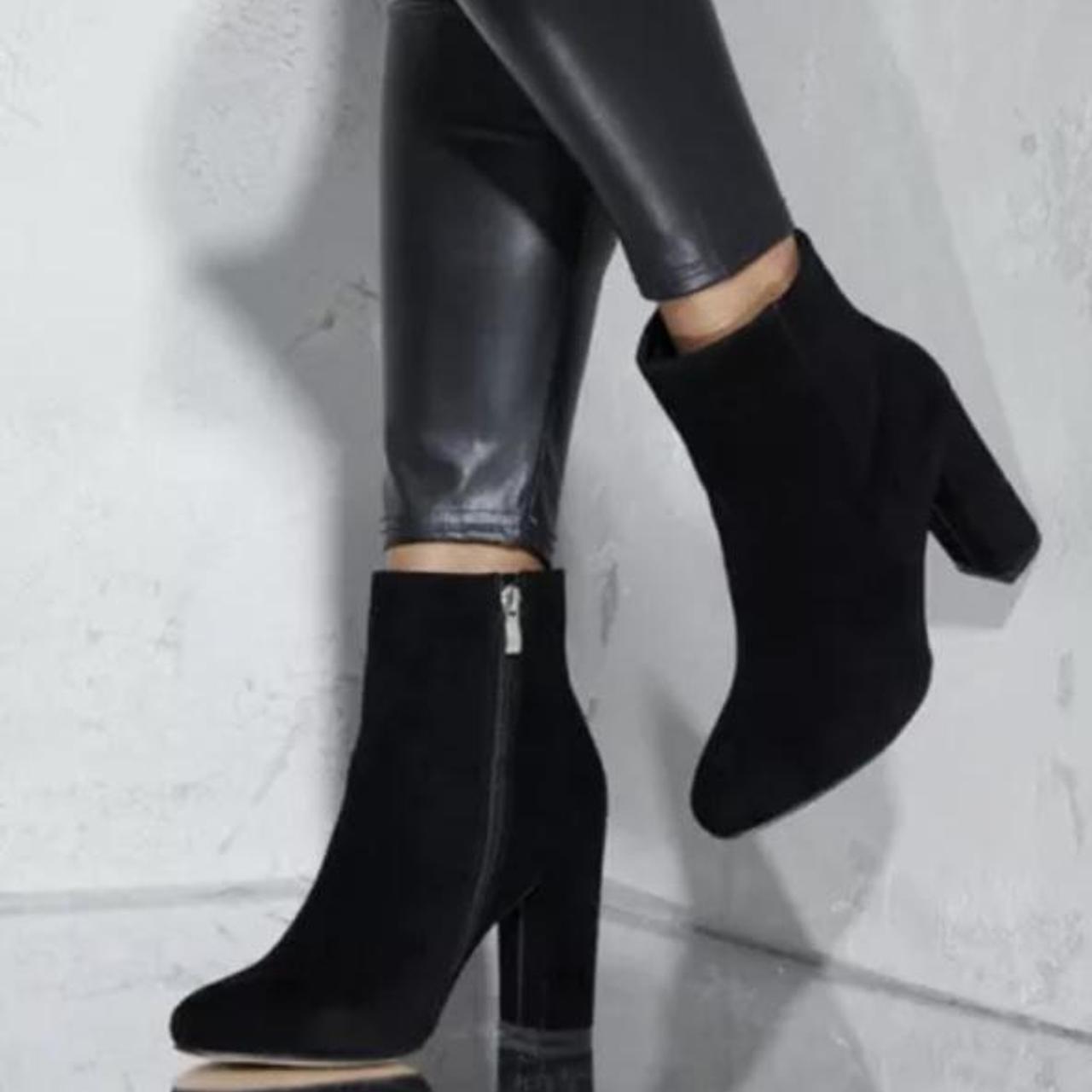 Behati Black Faux Suede Ankle Boots