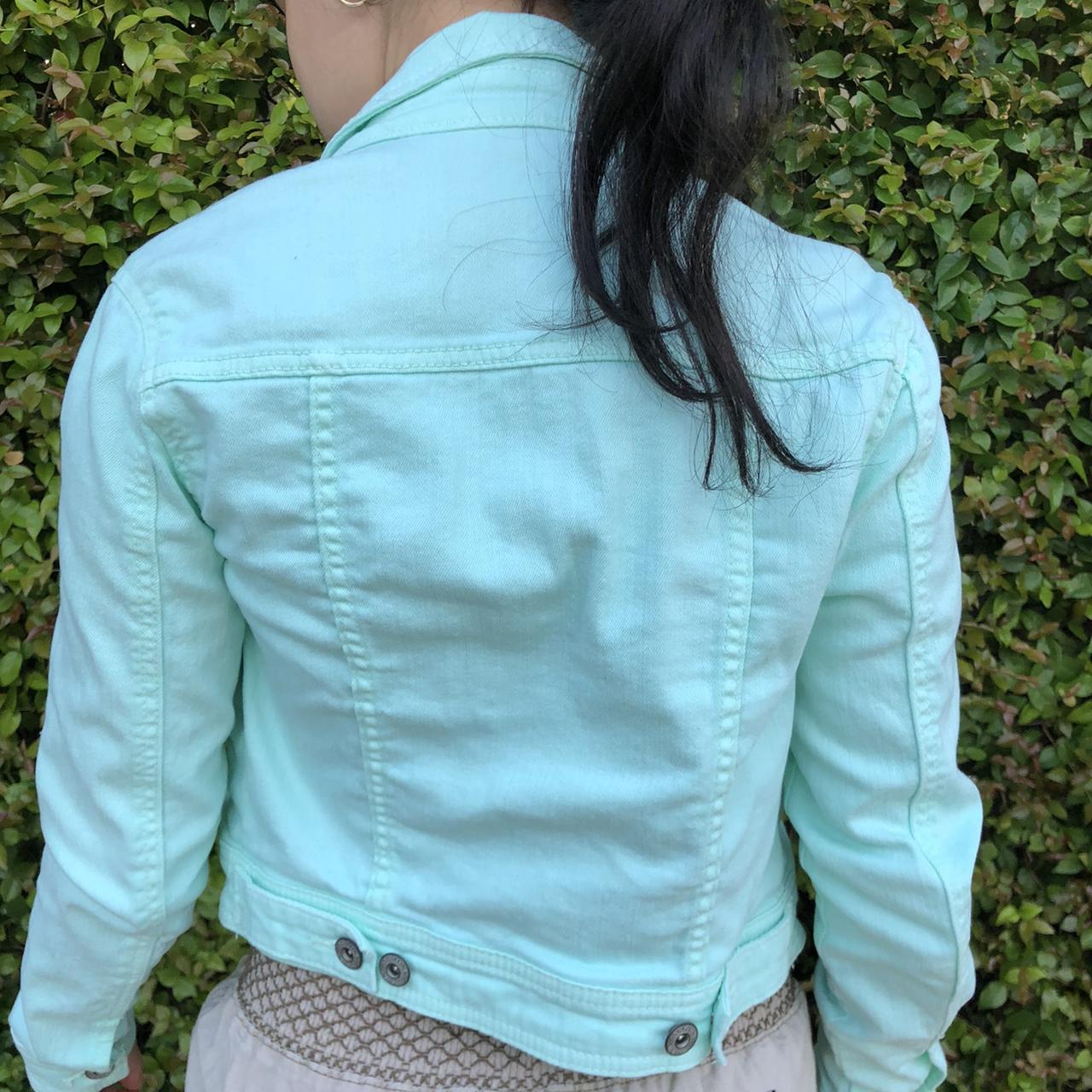 MINT GREEN DENIM JACKET💚 size: XS worn once! && in... - Depop