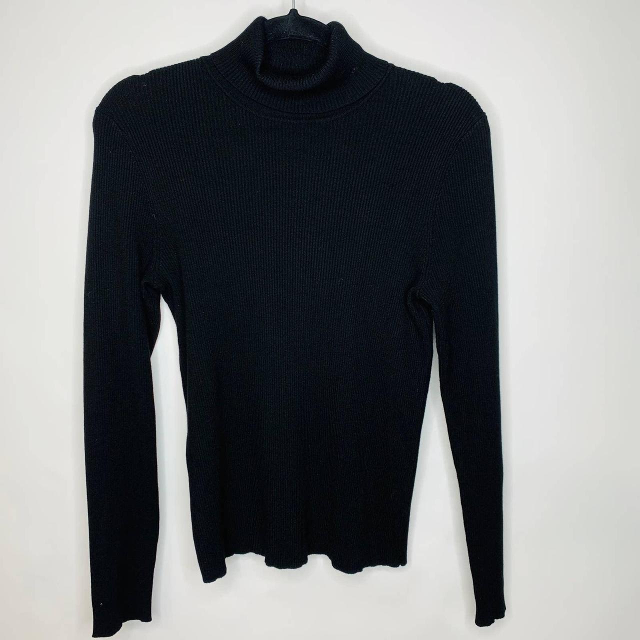 Chico's Black Ribbed Turtleneck Sweater Sz 1... - Depop