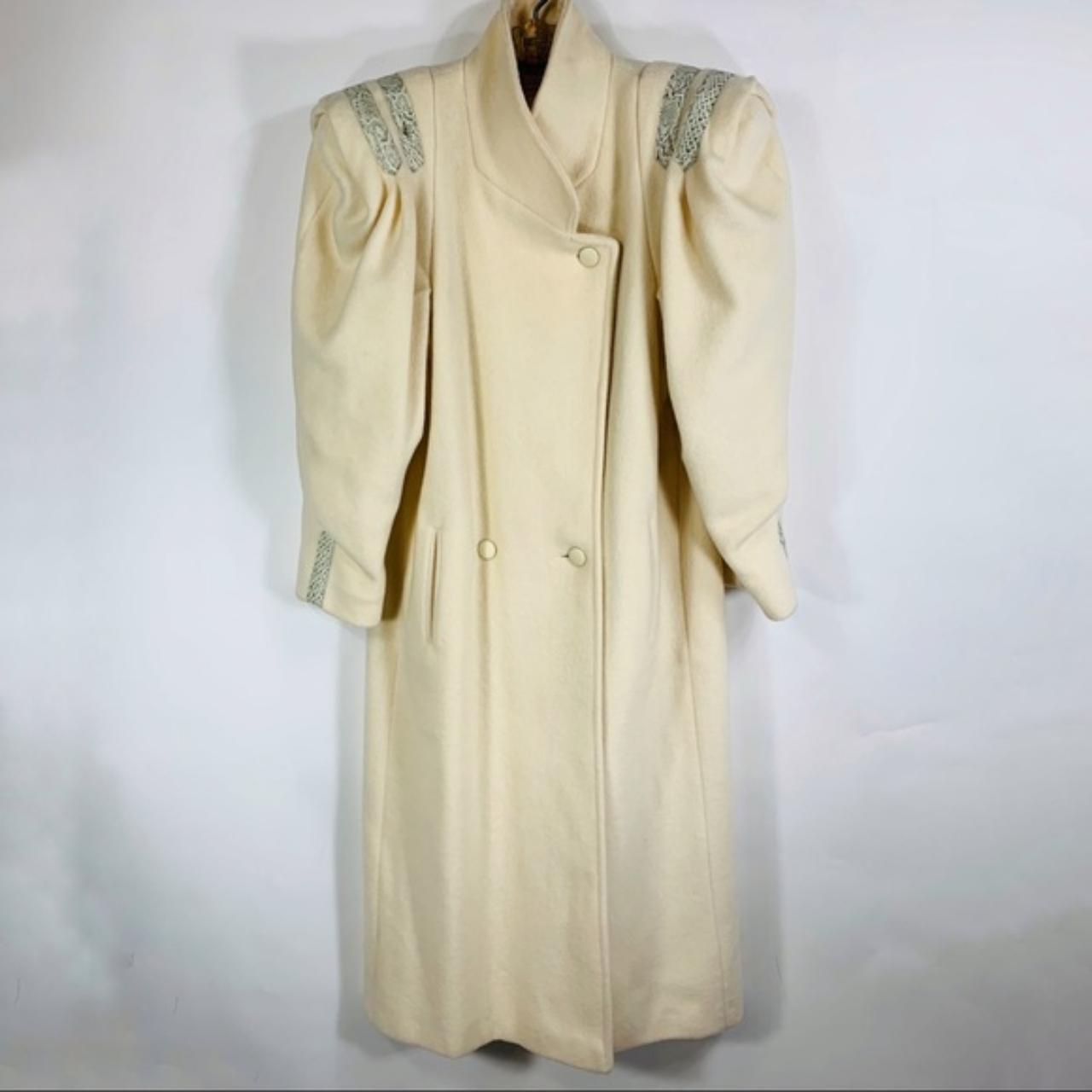 Vintage Cream 90s Power Wool Long Coat , No size...