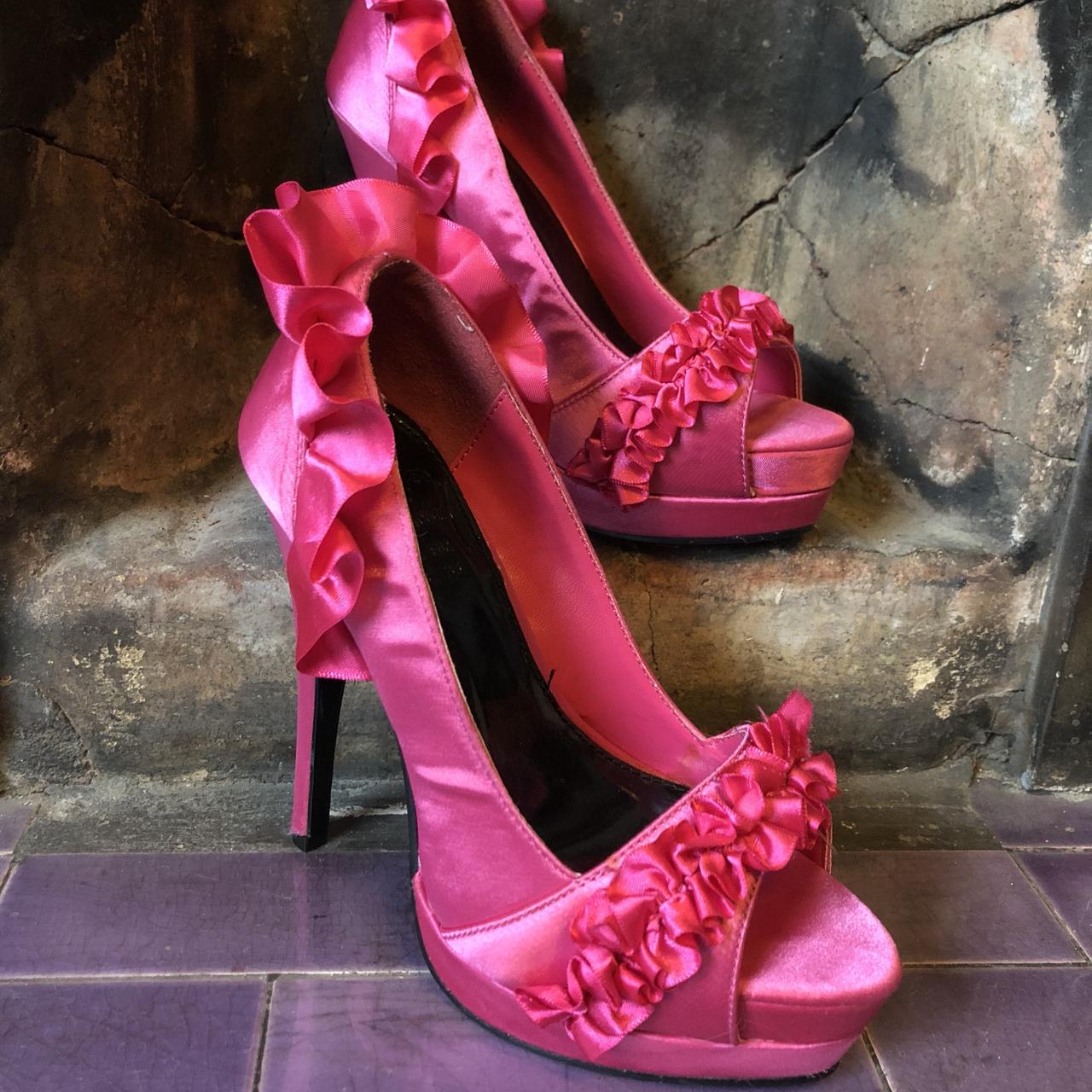 Hot pink satin shoes deals