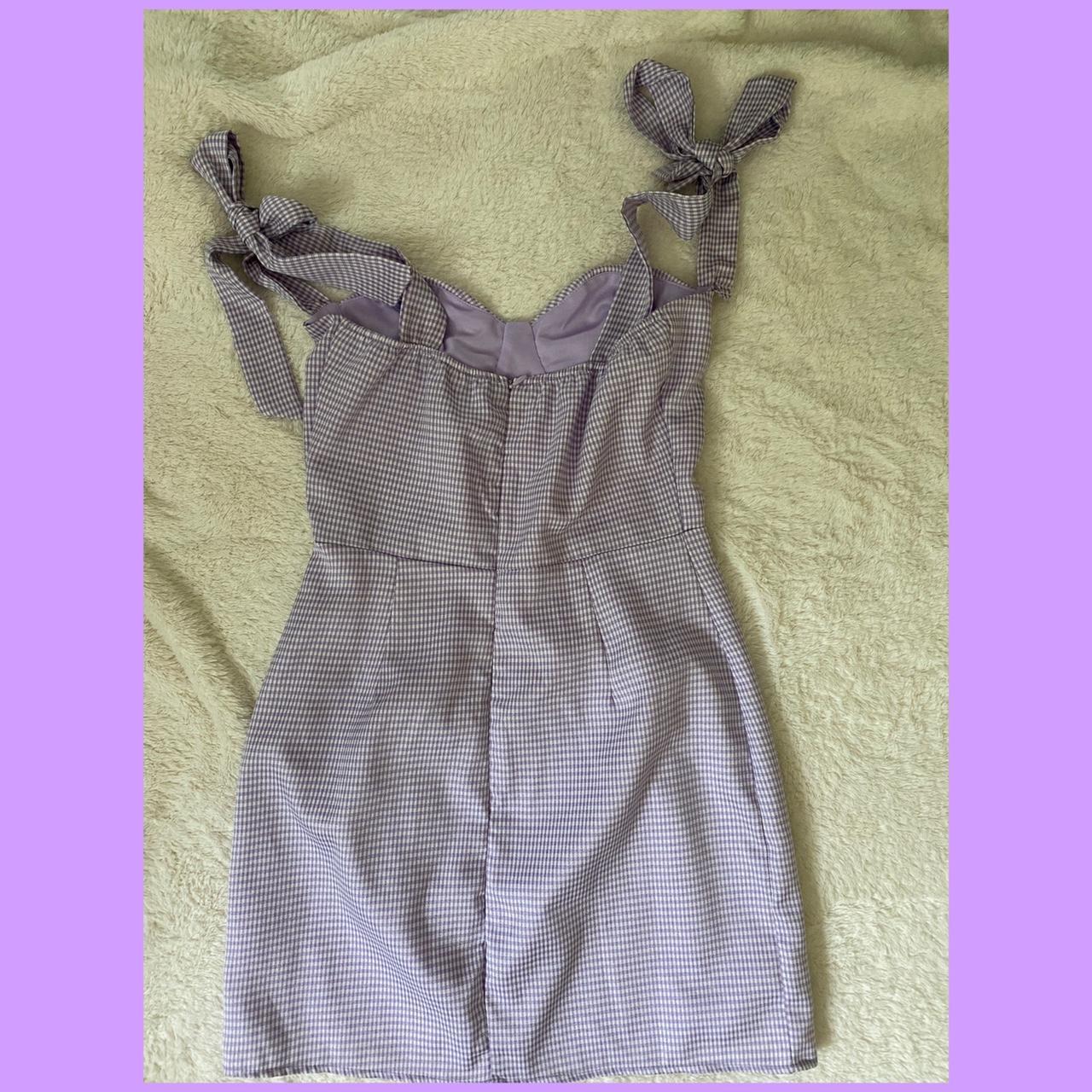 purple gingham lucy in the sky dress with adjustable... - Depop