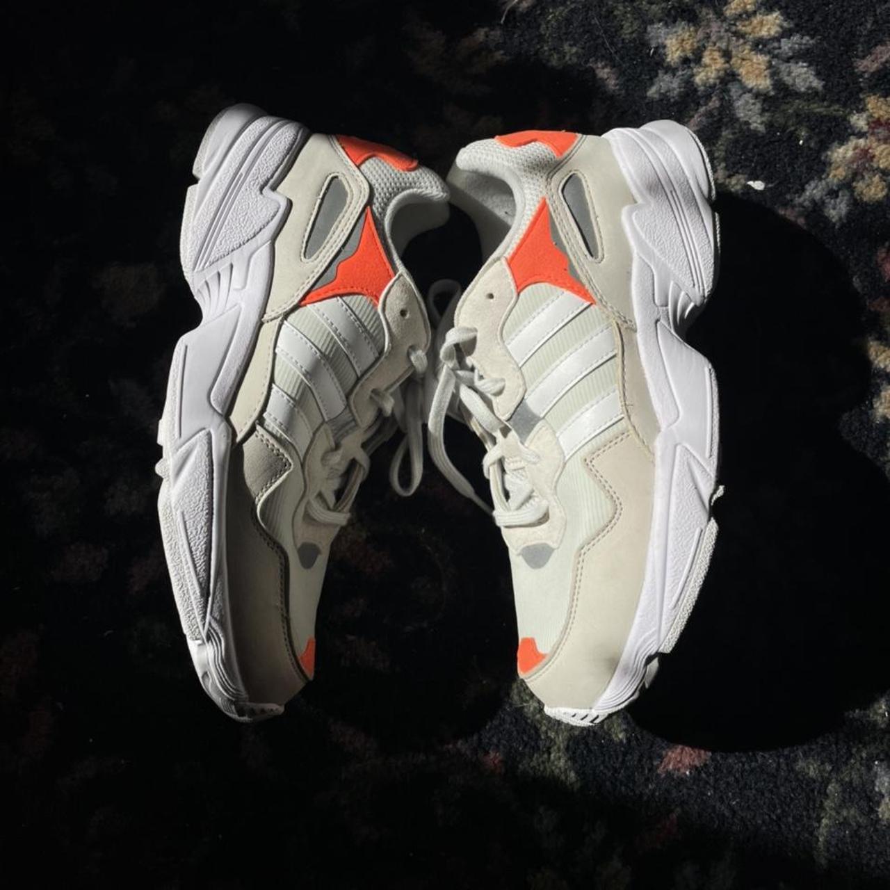 Adidas Women's Orange and White Trainers | Depop