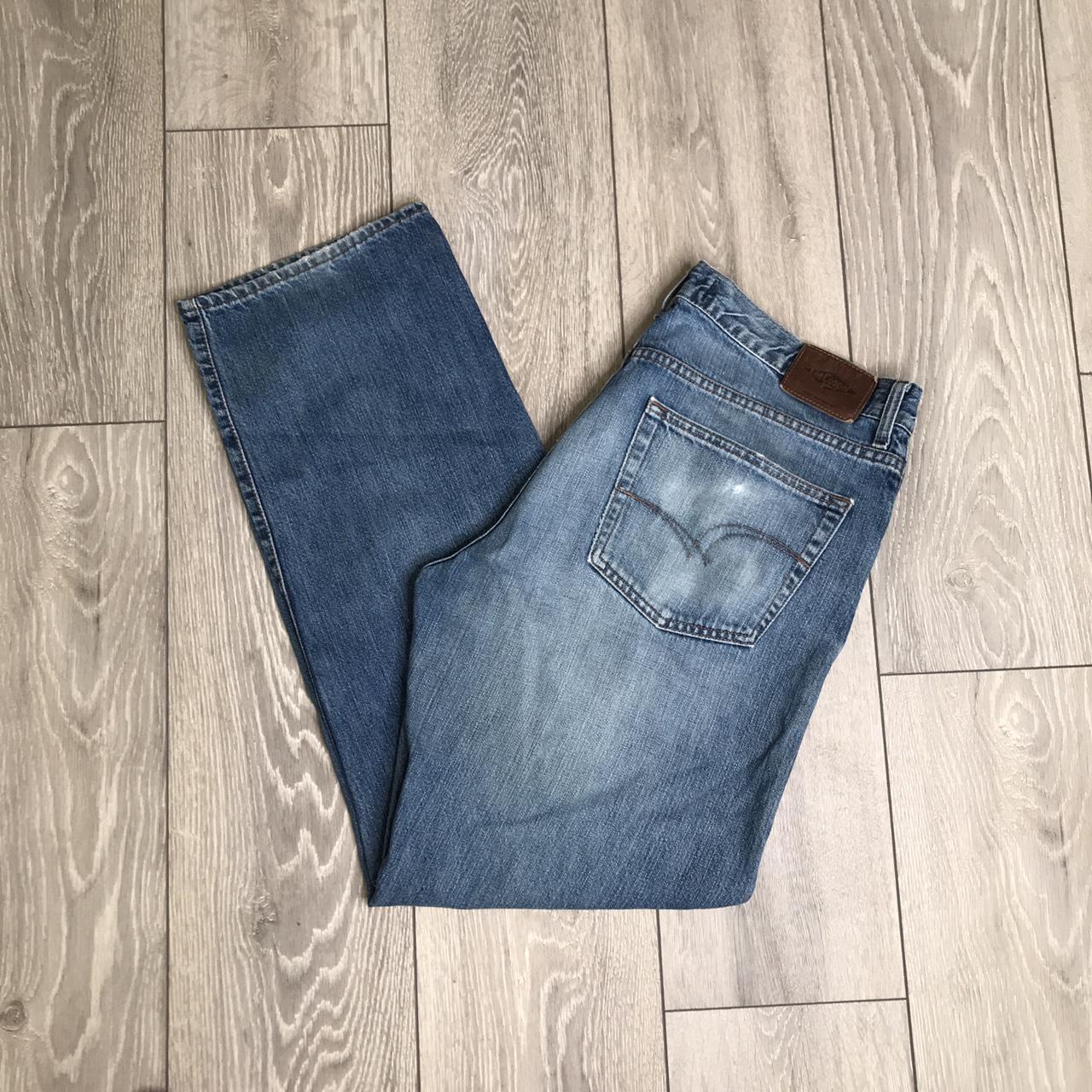 Vintage Lee Cooper blue denim jeans. Classic leather... - Depop