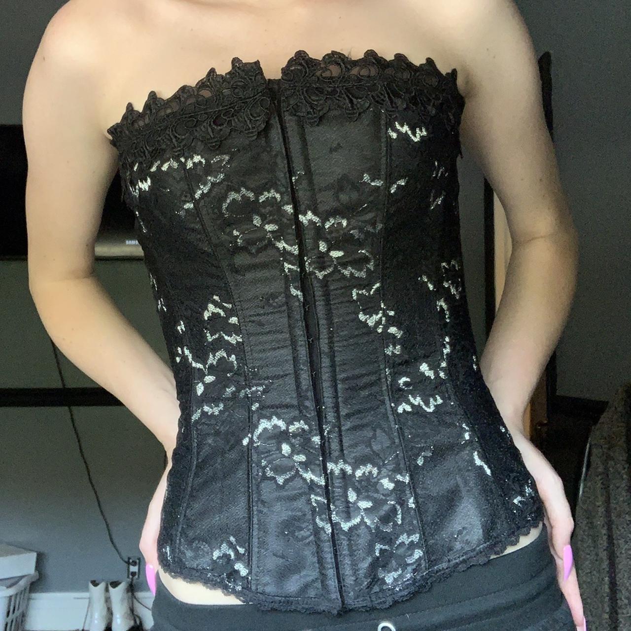 Black deadstock the limited top with a corset tie up - Depop