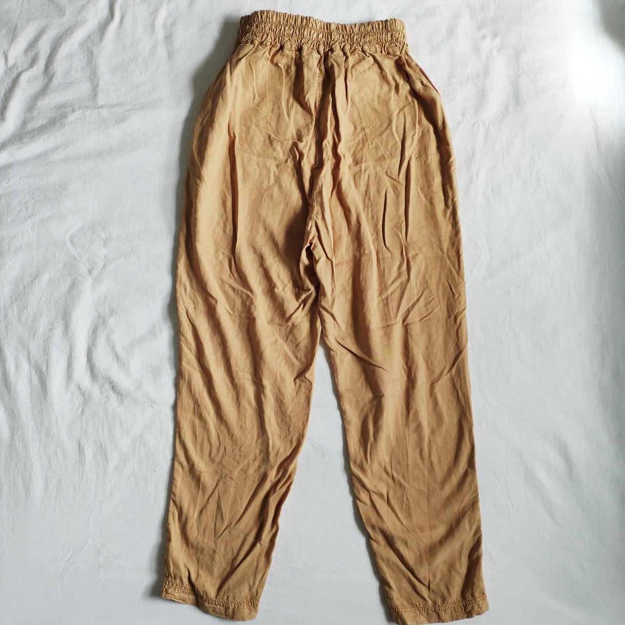 brown paper bag trousers 🌿 beige trousers w - Depop